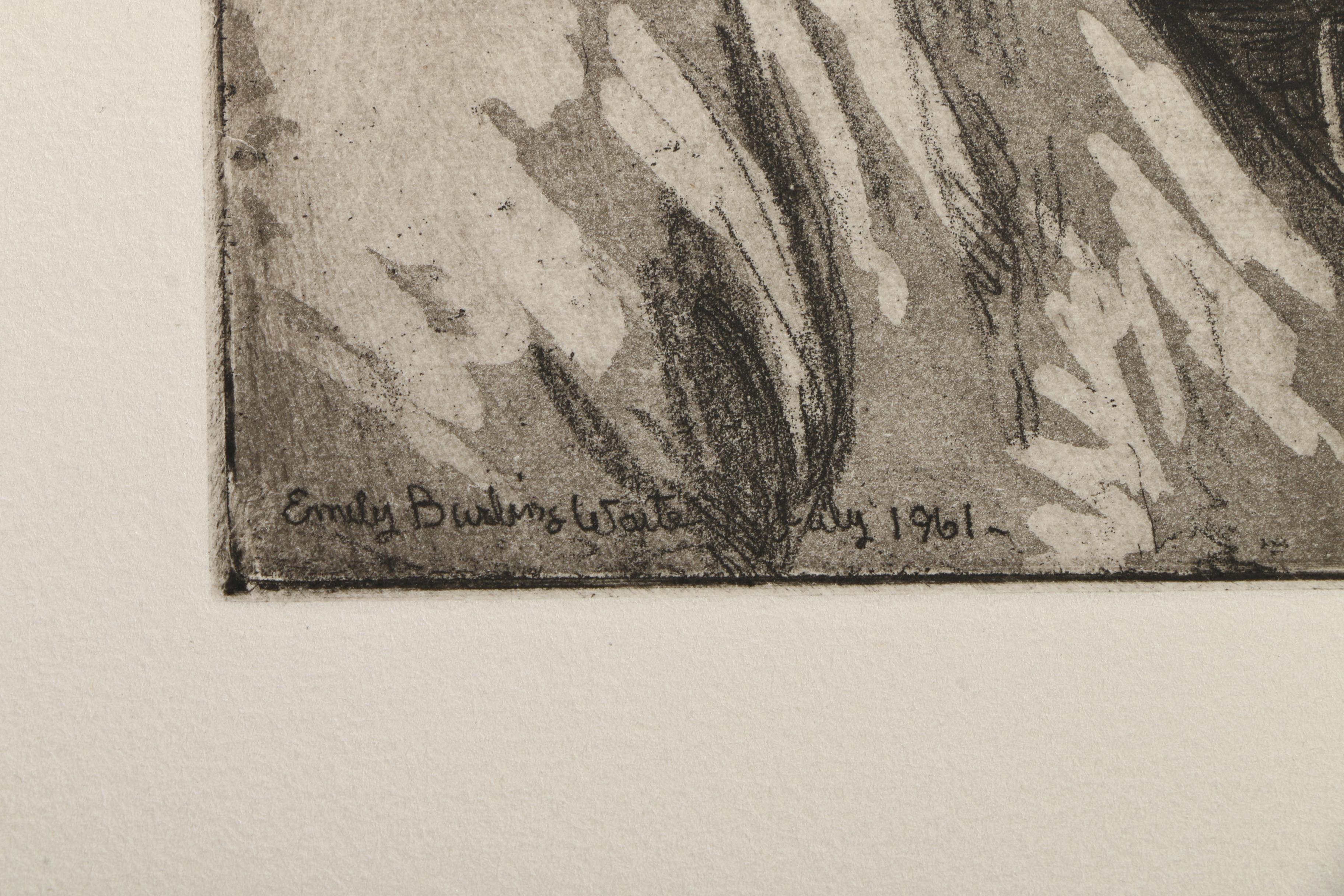 Emily B. Waite Aquatint Etchings of Children and a Doll