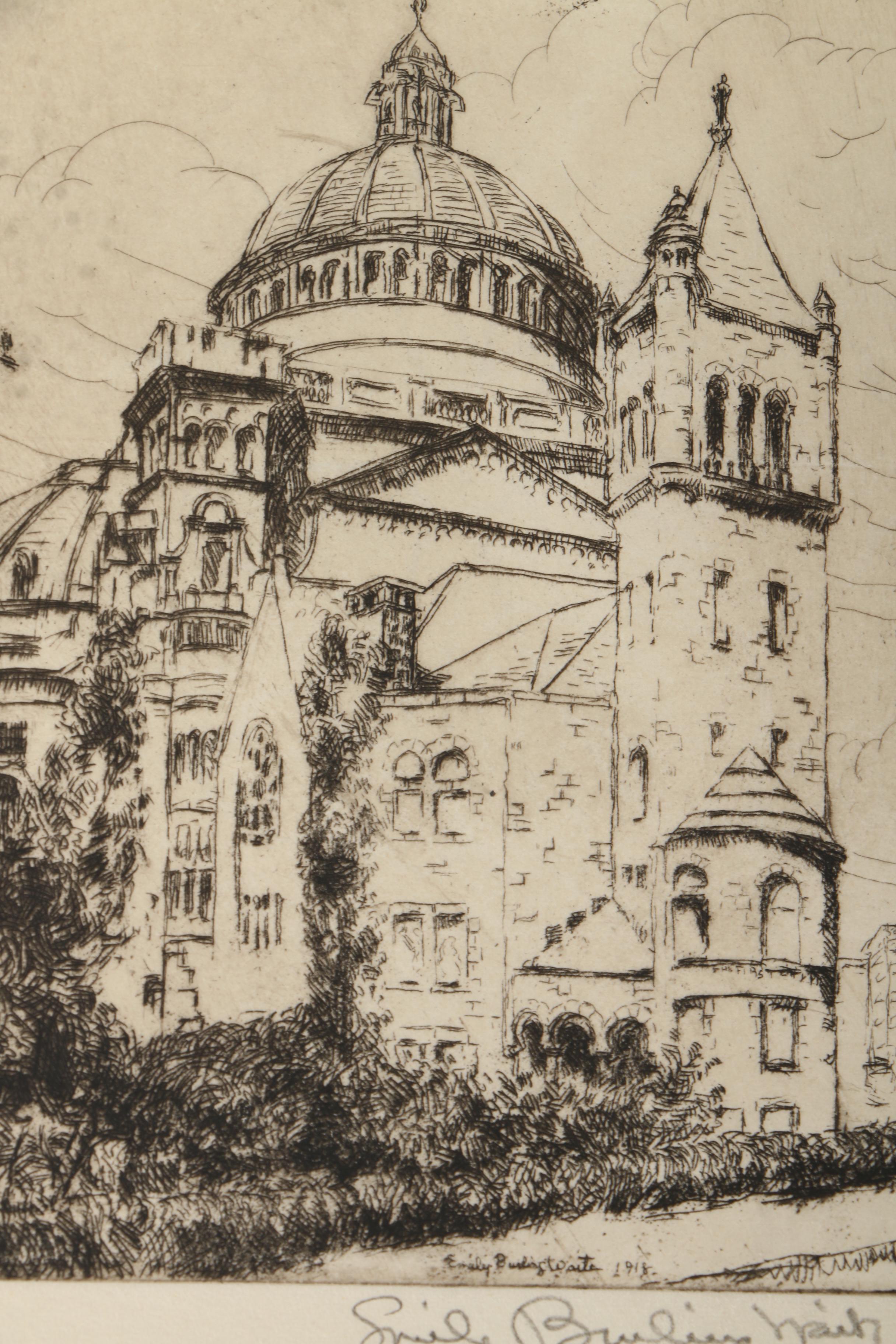 Emily B. Waite Etchings Including the Massachusetts State House
