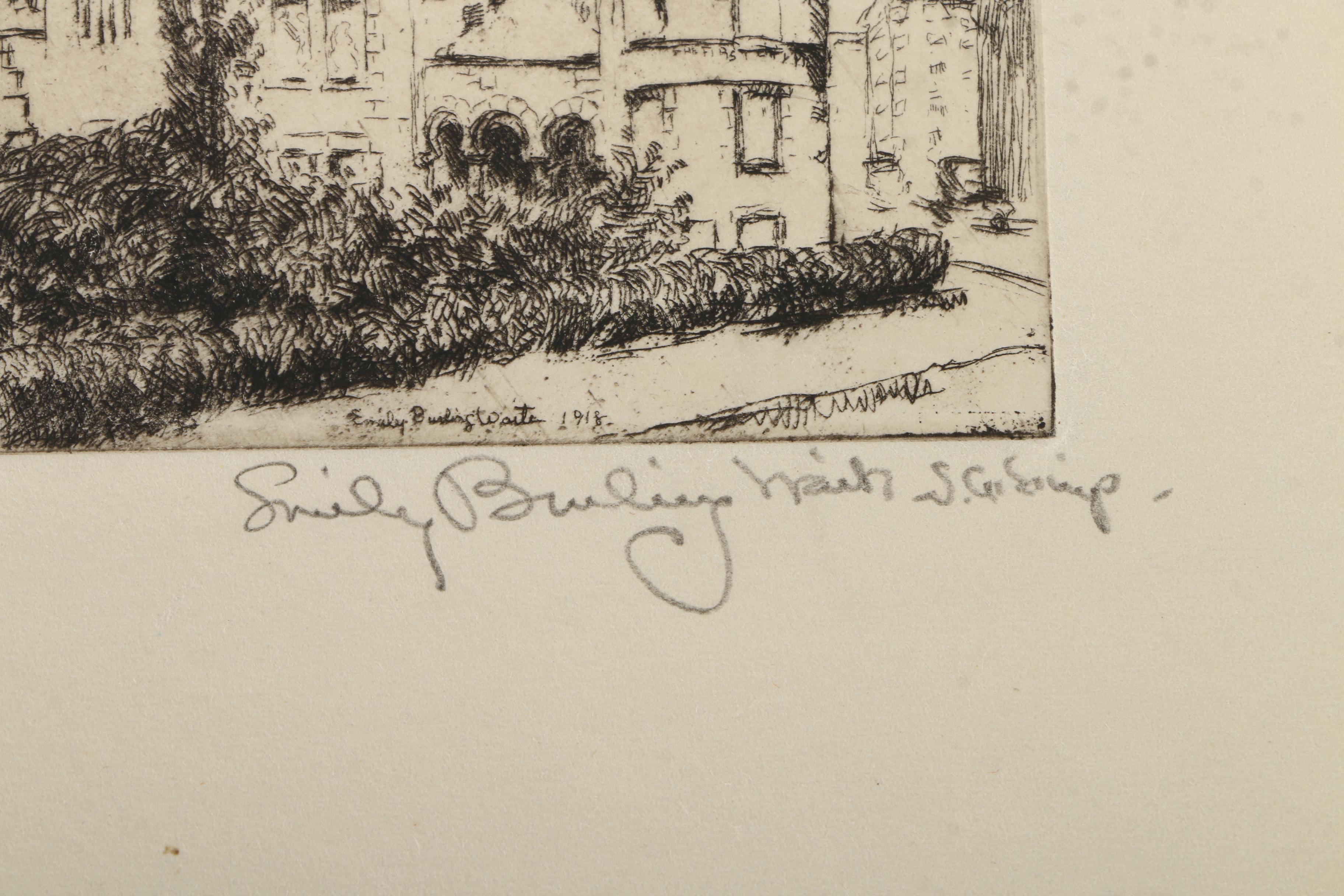 Emily B. Waite Etchings Including the Massachusetts State House