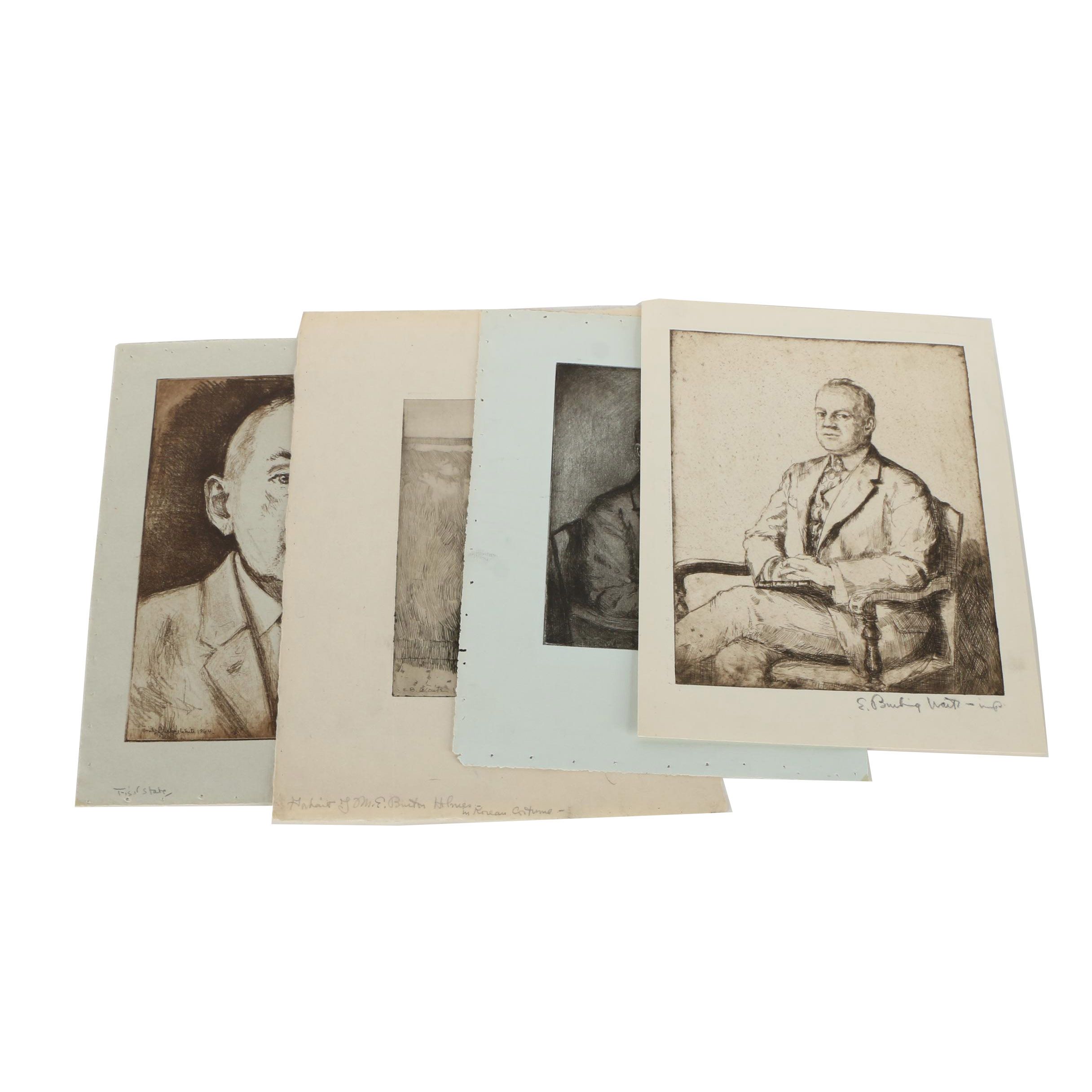 Emily B. Waite Etchings of Male Portraits