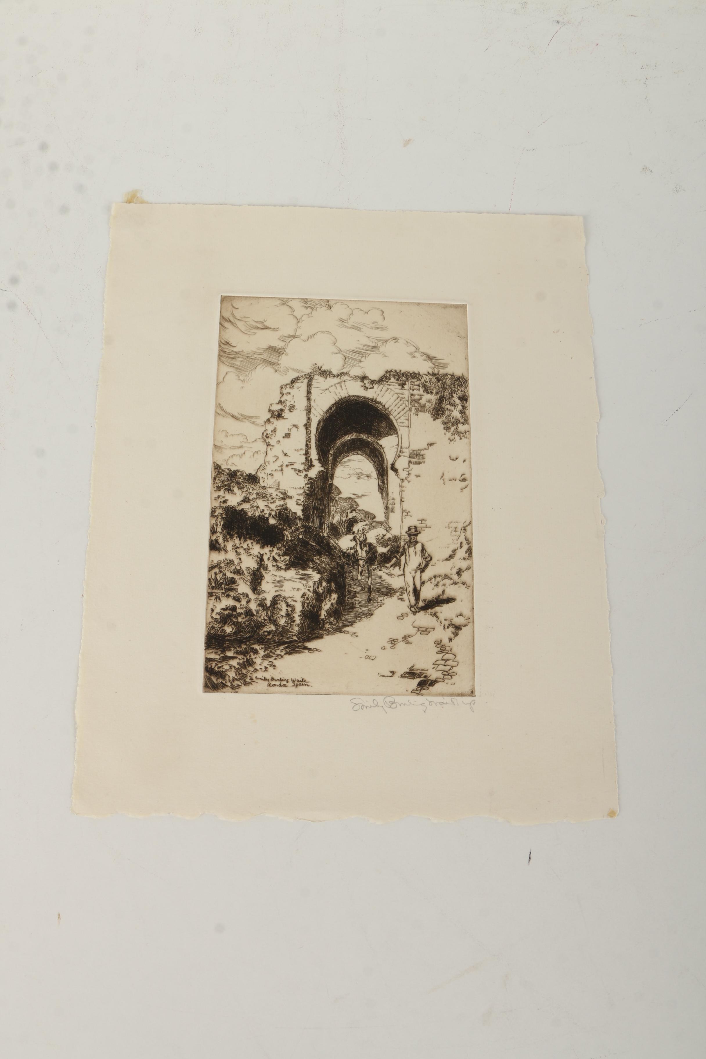 Collection of Emily Burling Waite Etchings of Farm Scenes