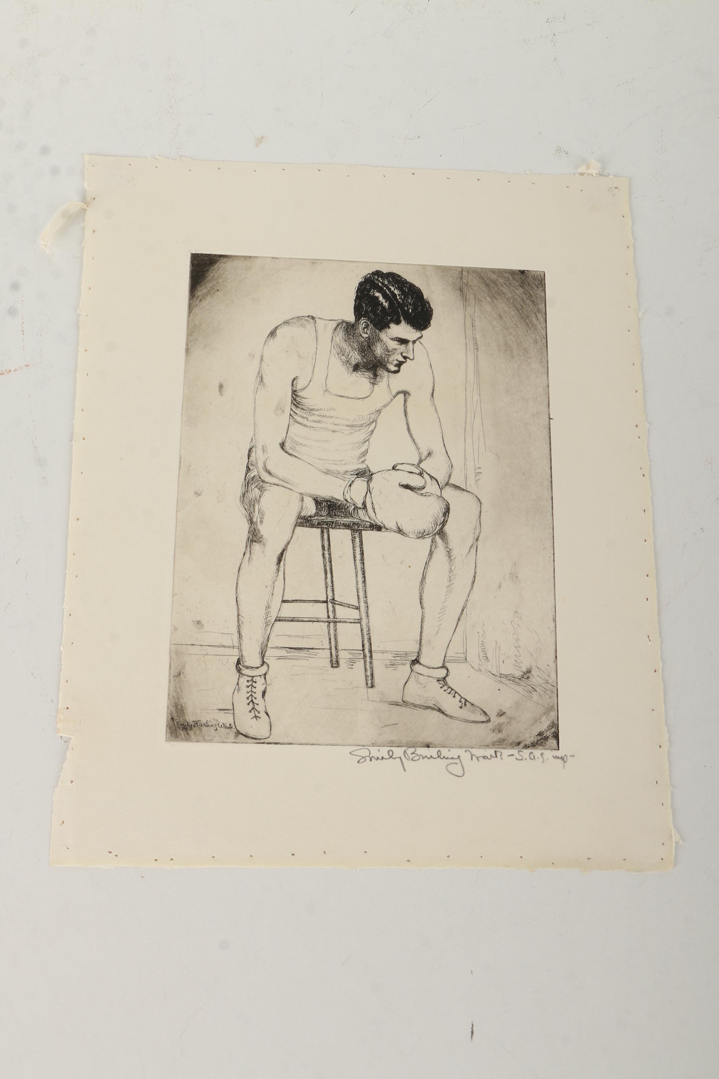 Pair of Emily Burlins Waite Etchings