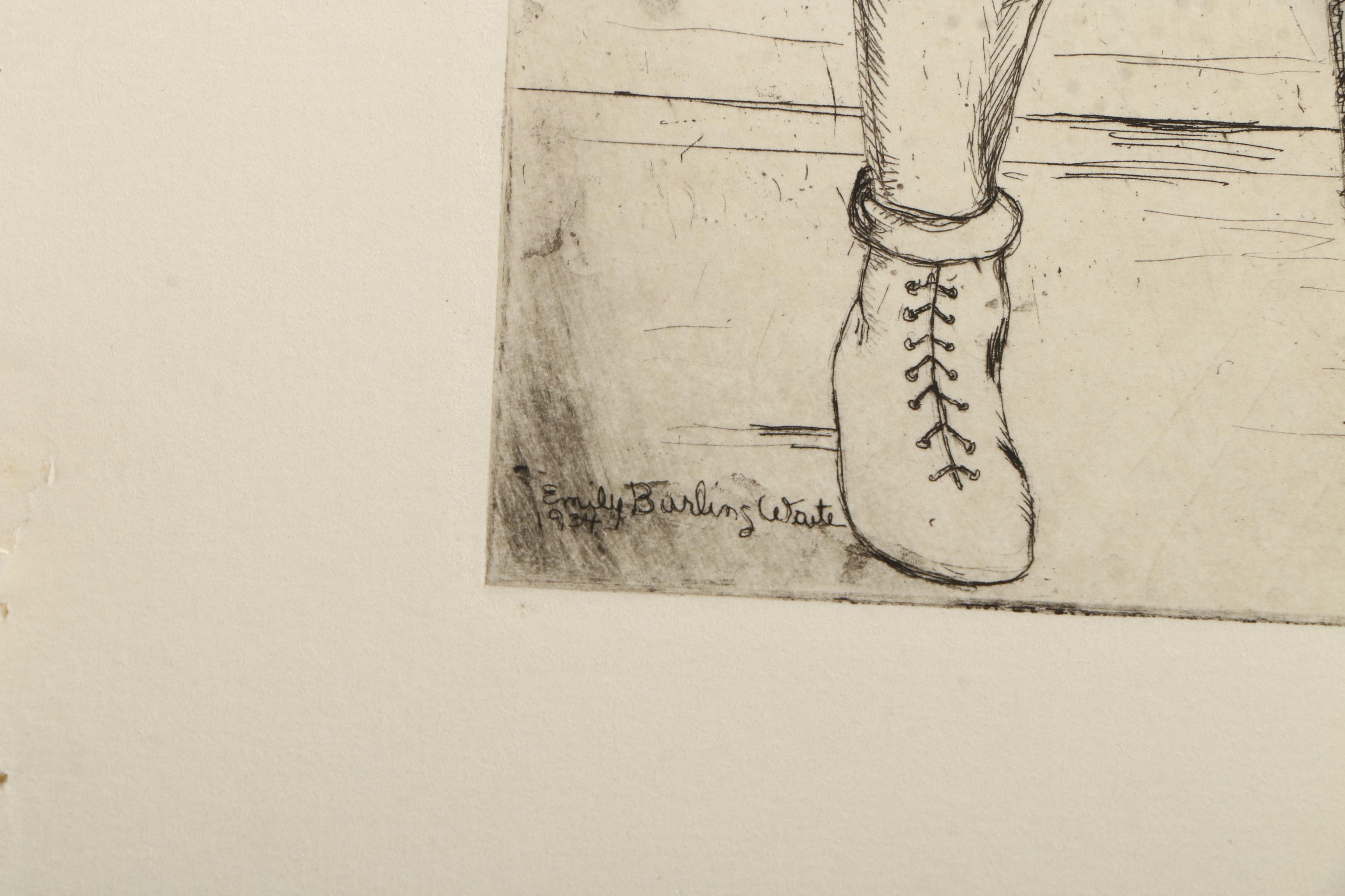 Pair of Emily Burlins Waite Etchings