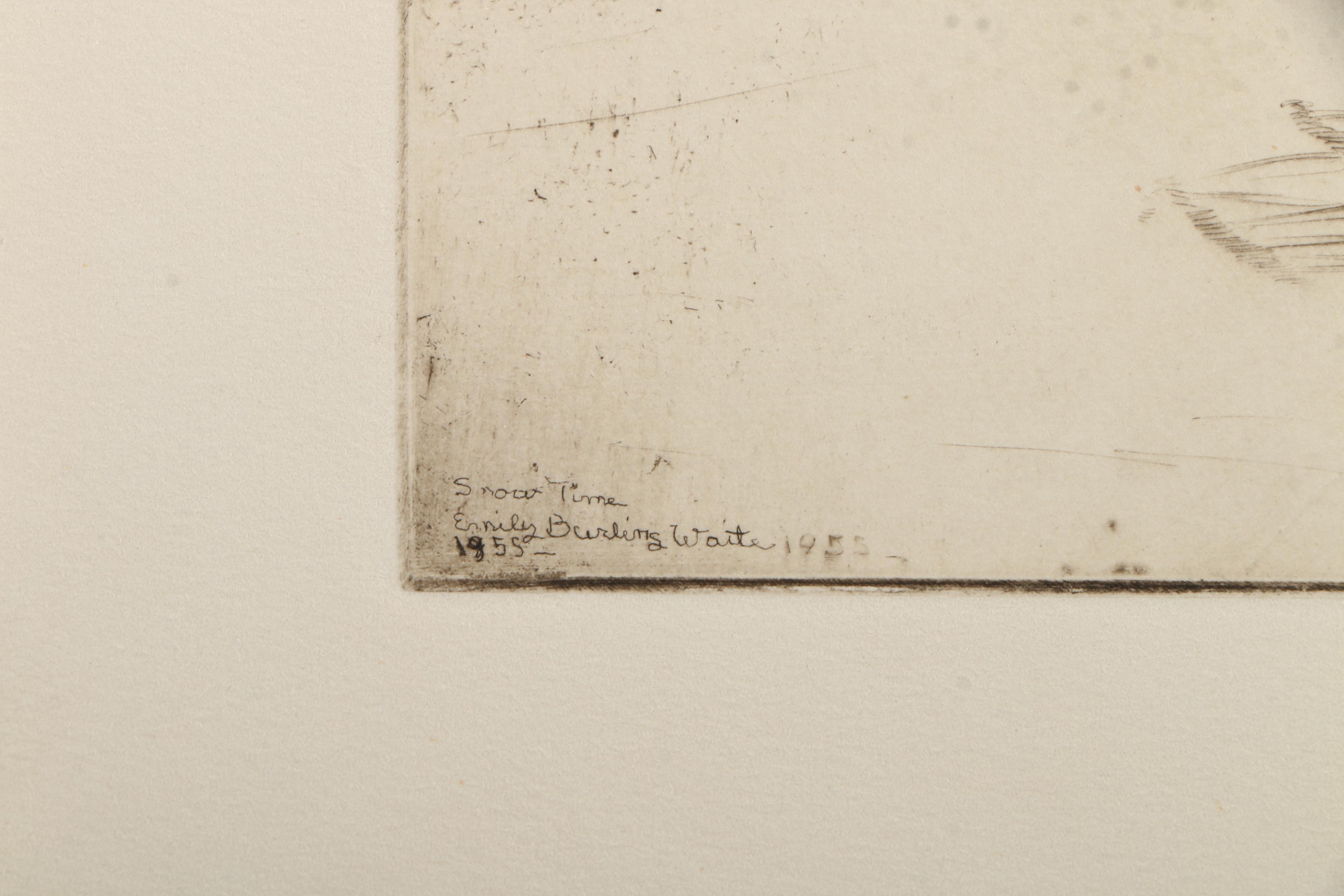 Pair of Emily Burlins Waite Etchings