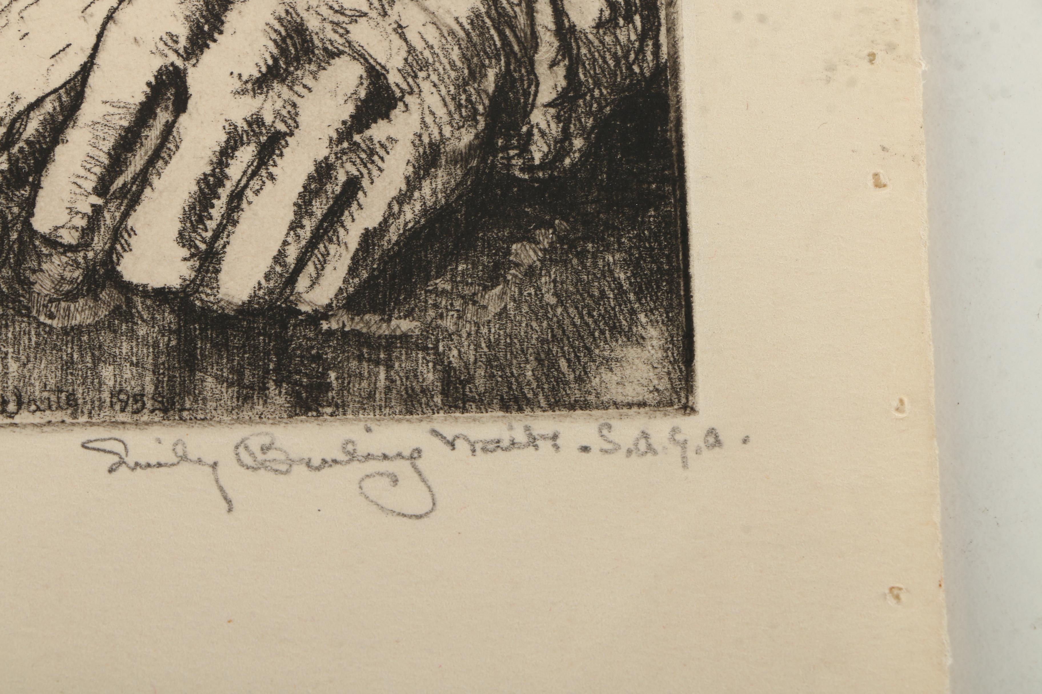 Collection of Emily Burlins Waite Portrait Etchings