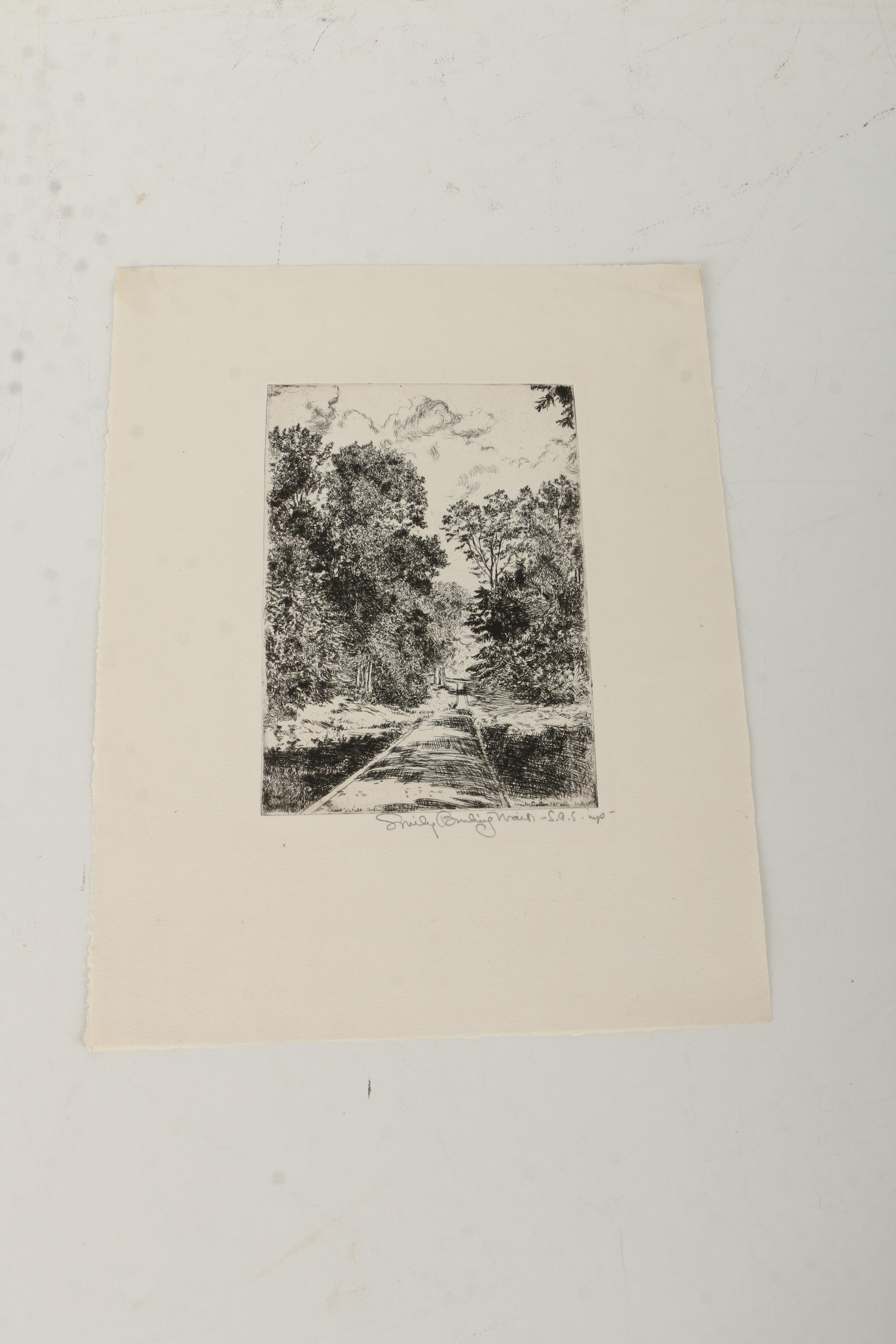 Collection of Emily Burlins Waite Portrait Etchings