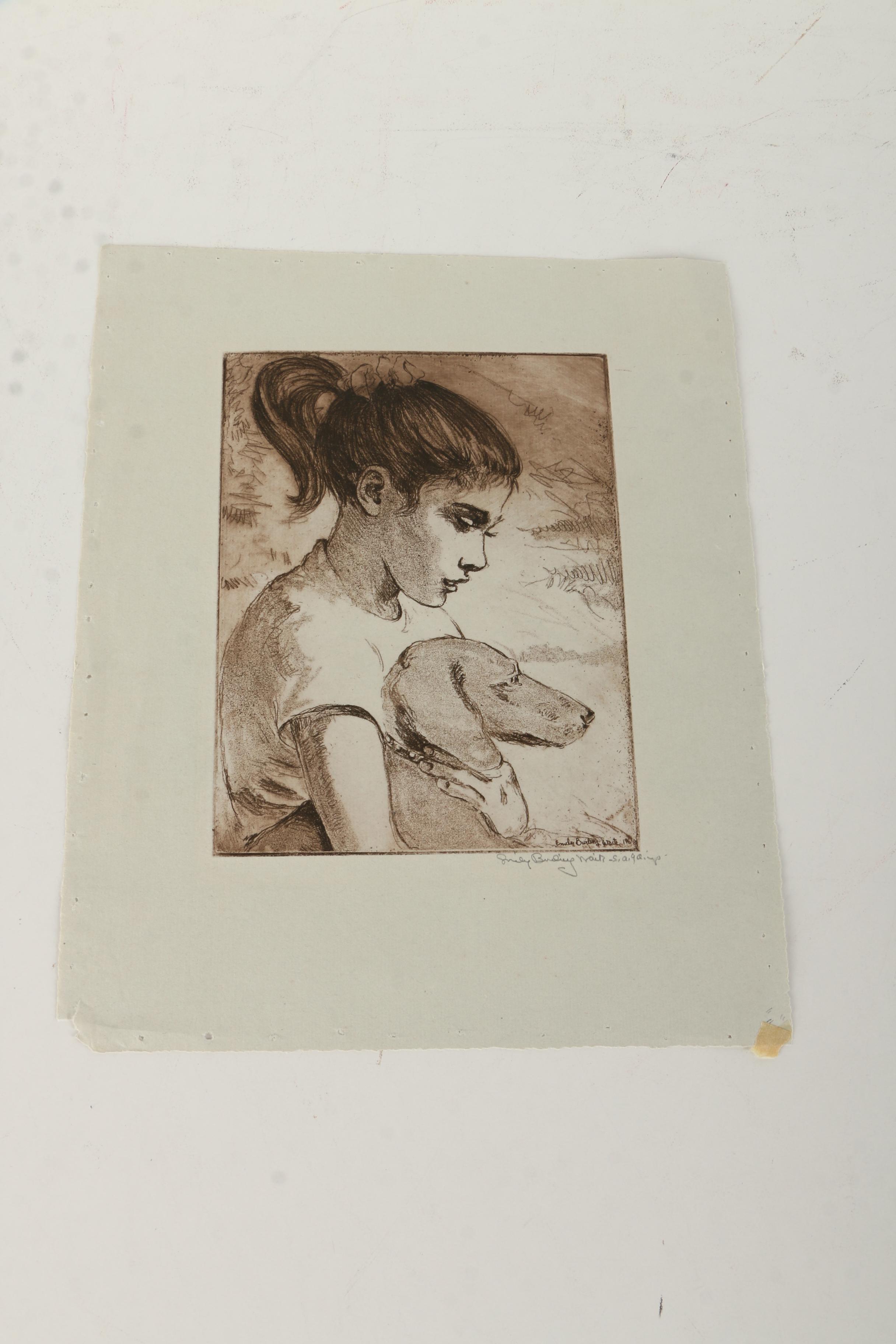 Pair of Emily Burlins Waite Etchings
