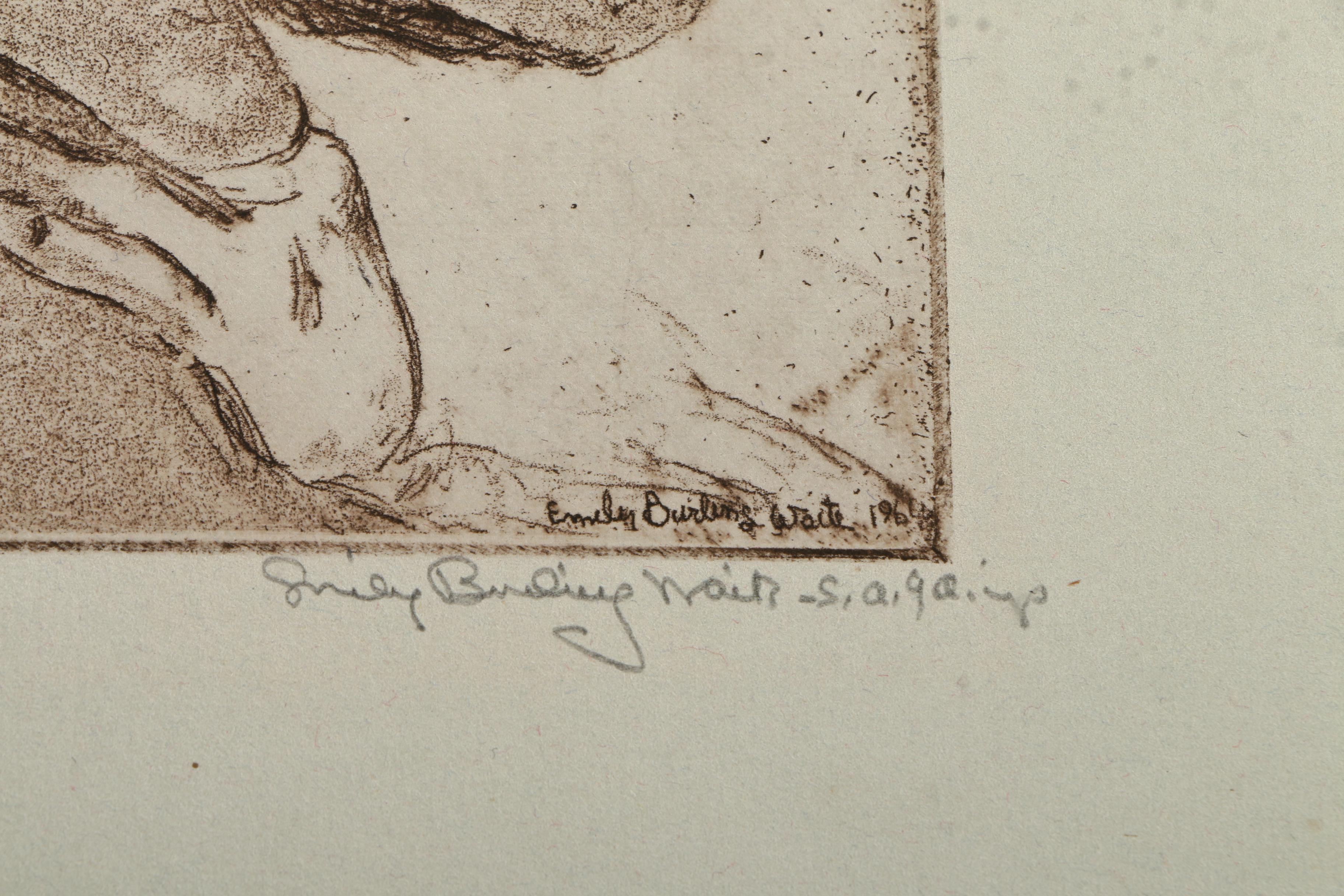 Pair of Emily Burlins Waite Etchings