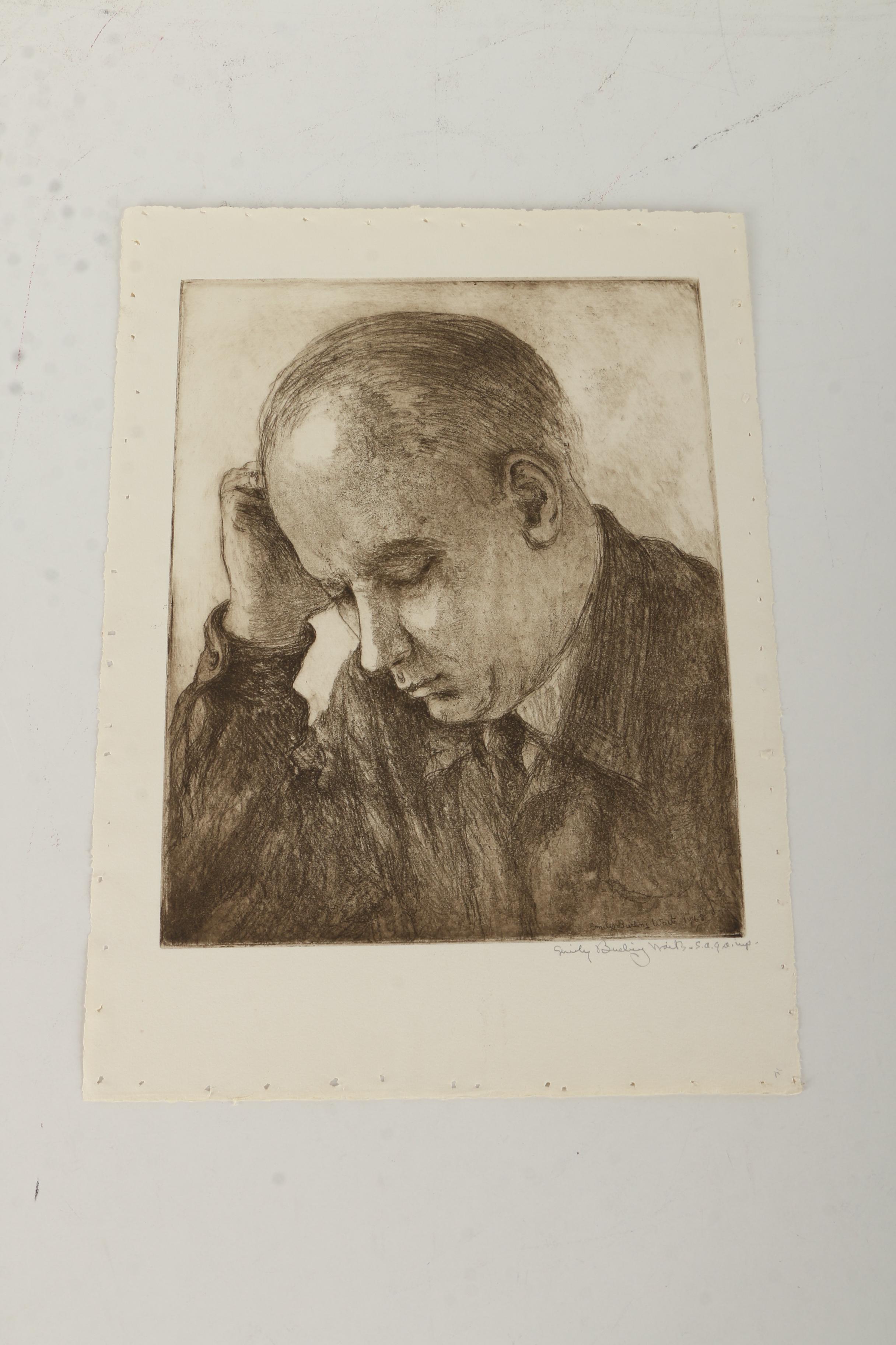 Collection of Emily Burlins Waite Portrait Etchings