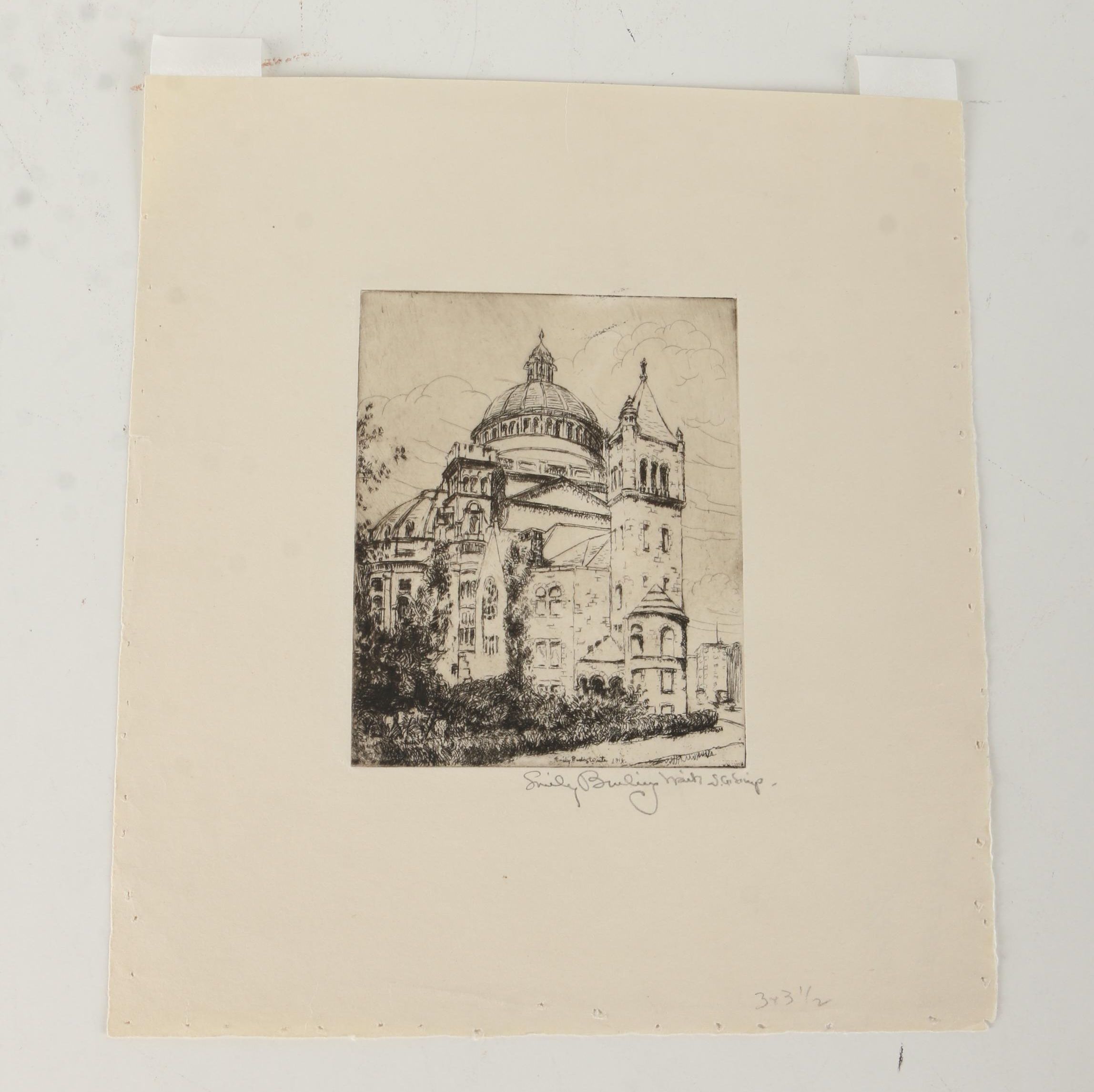 Emily B. Waite Etchings Including the Massachusetts State House