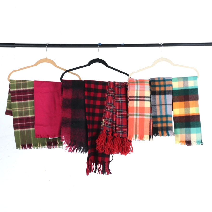 Collection of Vintage Wool Scarves Including Carson Pirie Scott & Co.