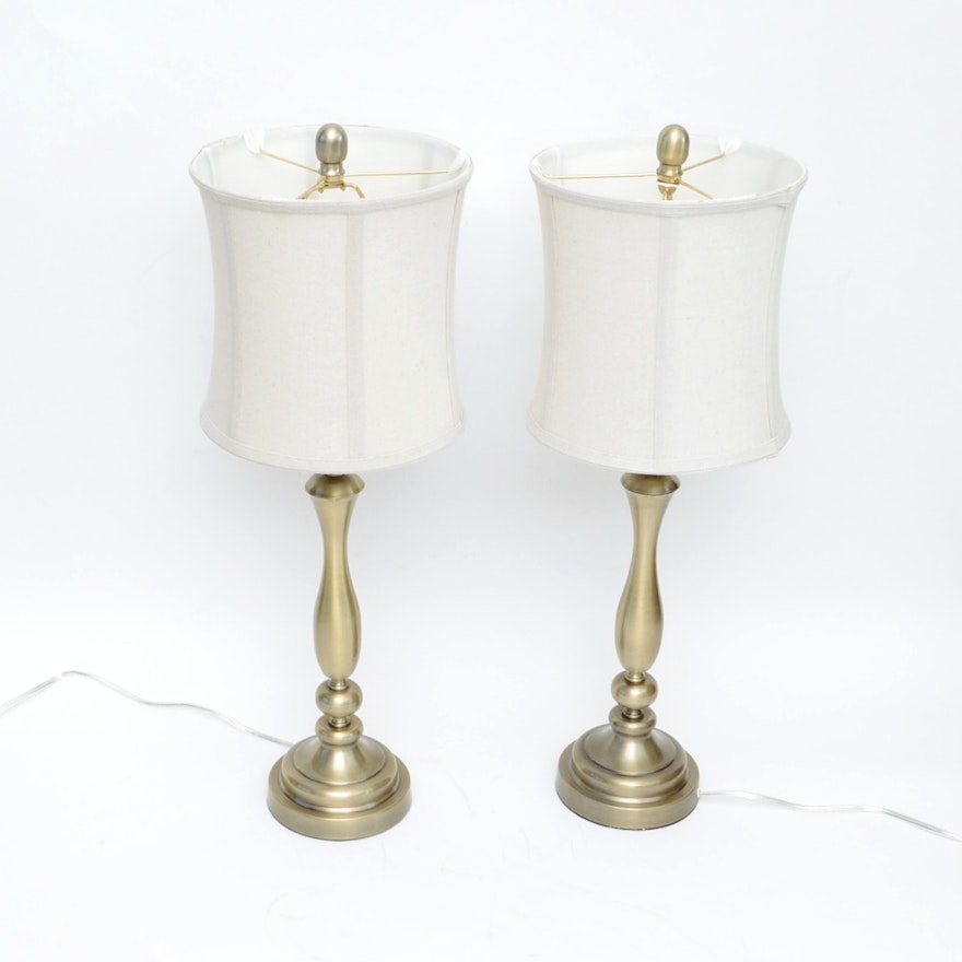Pair of Table Lamps with Linen Shades