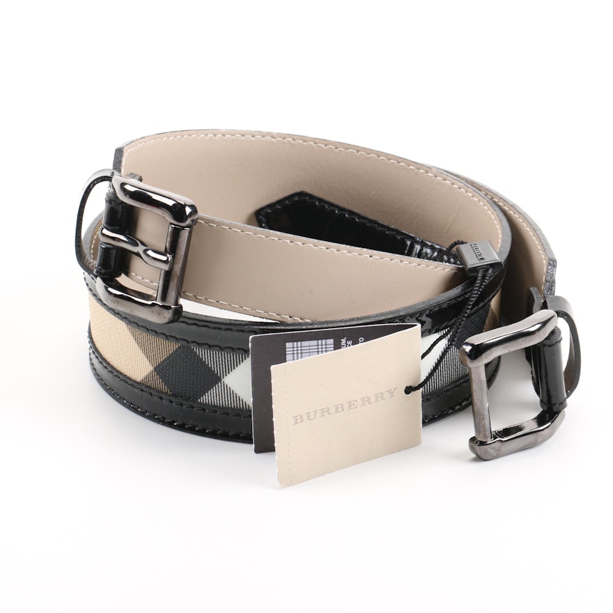 Burberry Canvas and Patent Leather Belt