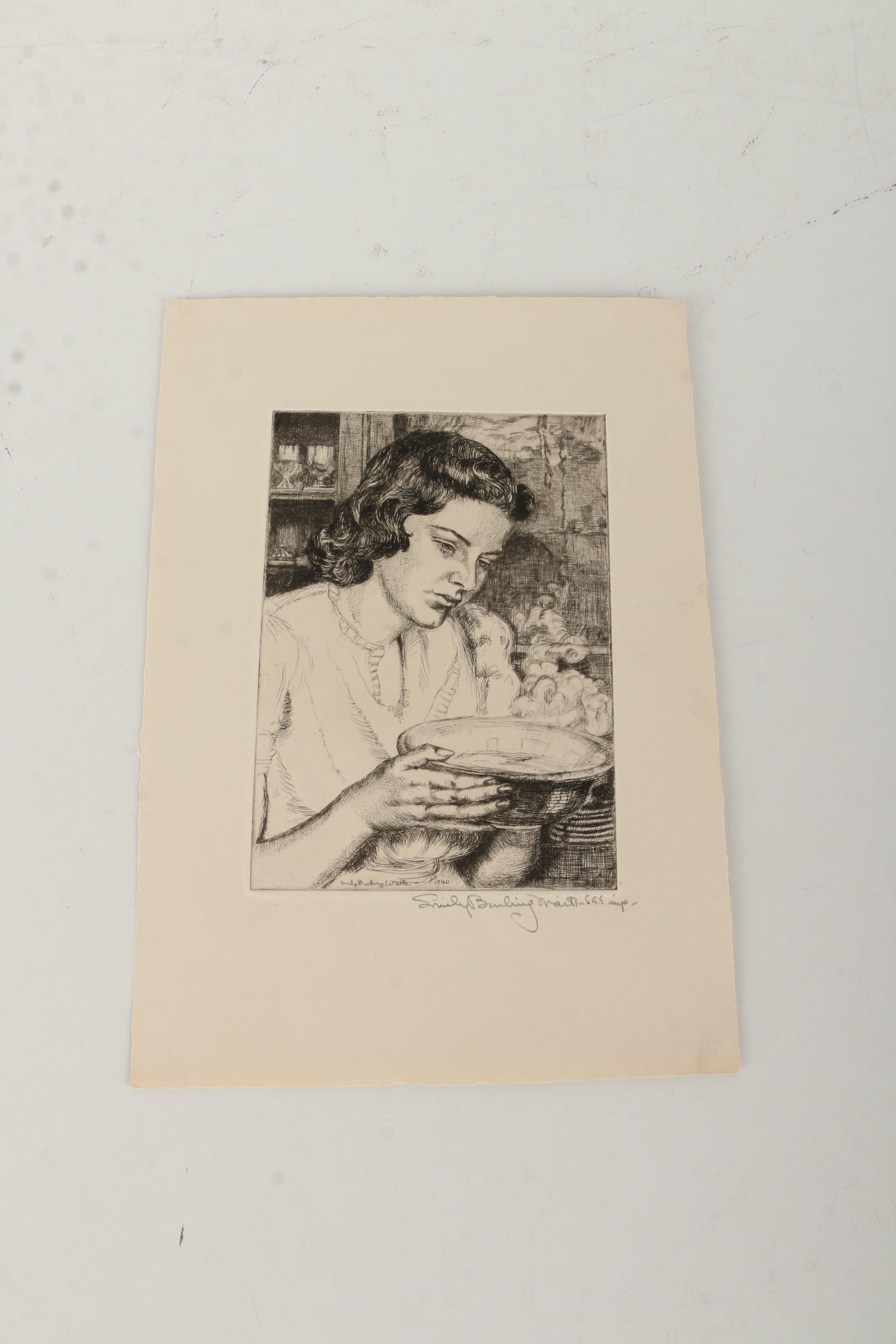 Emily Burling Waite Portrait Etchings