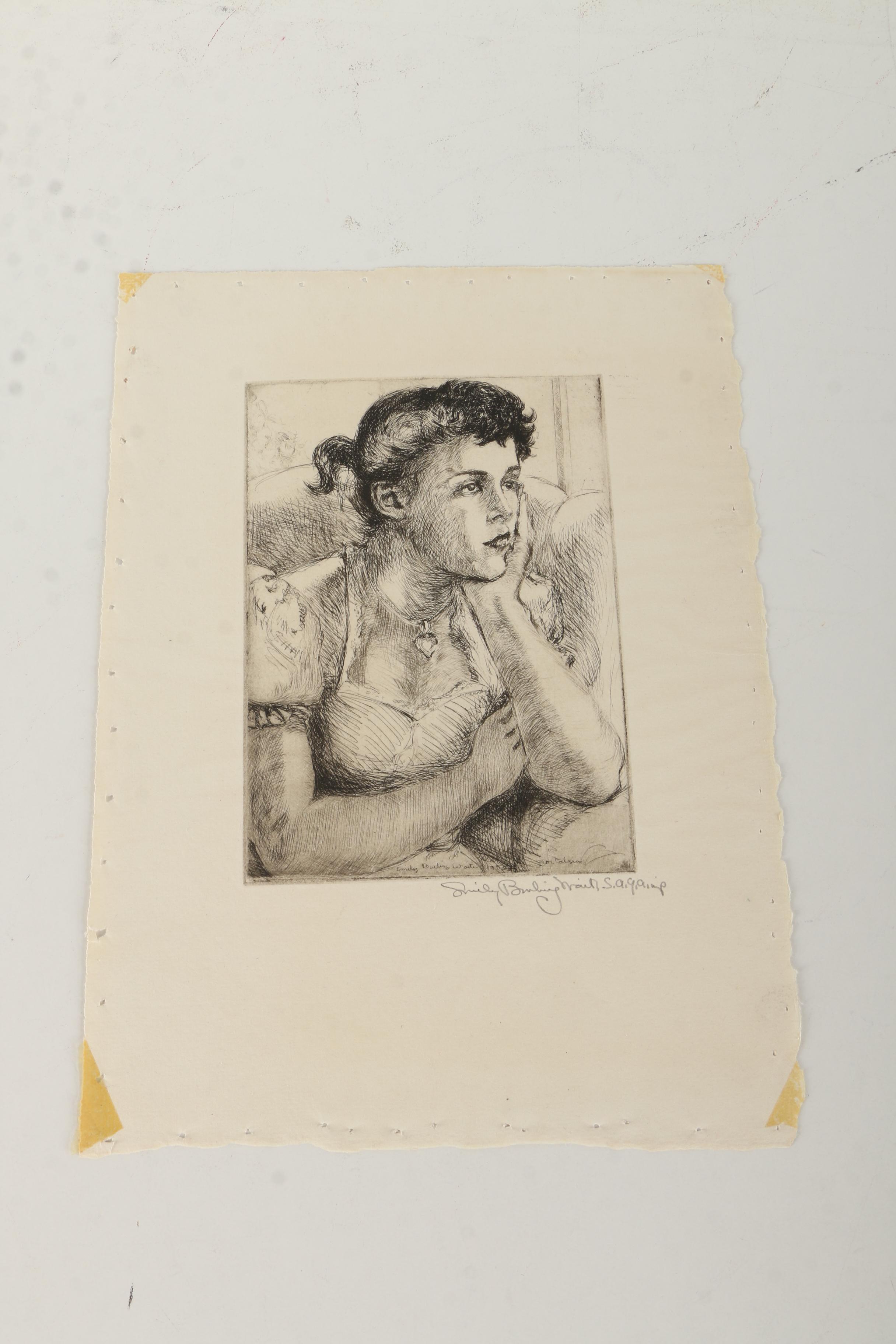 Emily Burling Waite Portrait Etchings