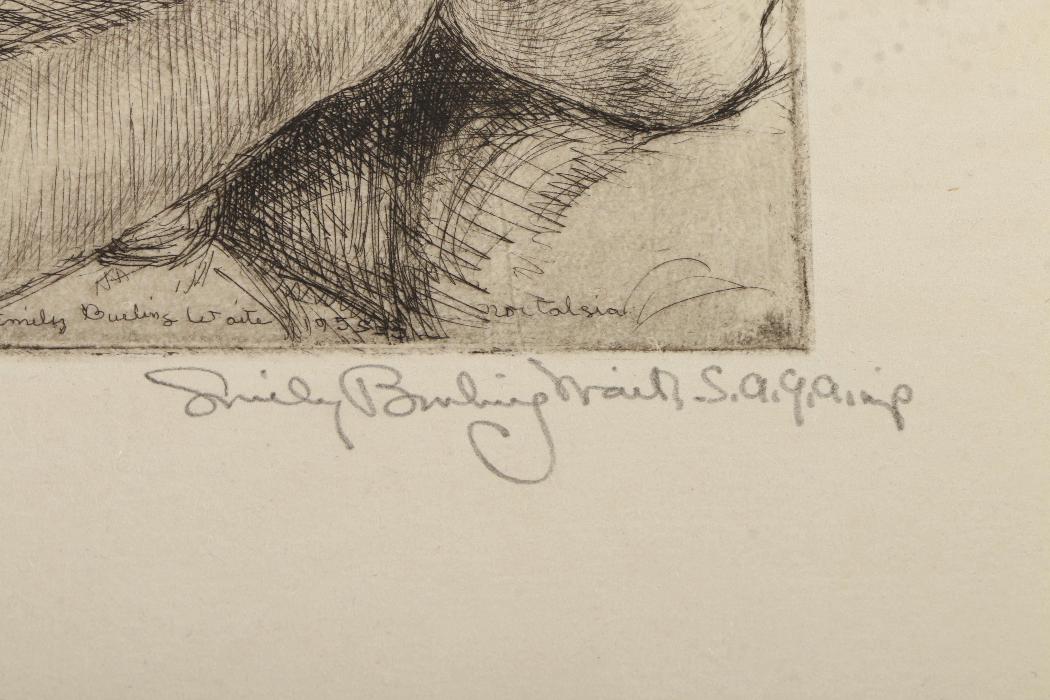 Emily Burling Waite Portrait Etchings