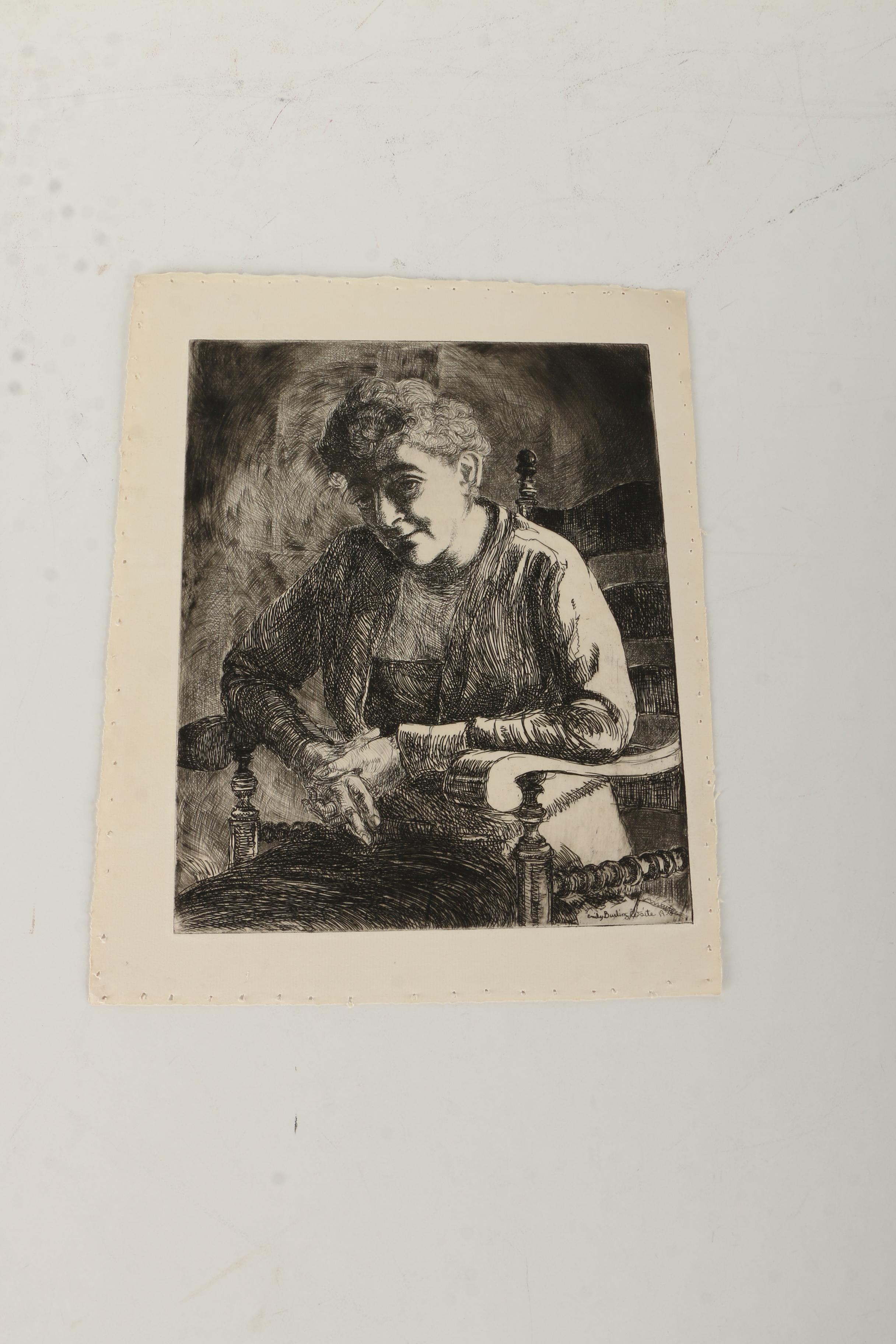 Emily Burling Waite Portrait Etchings