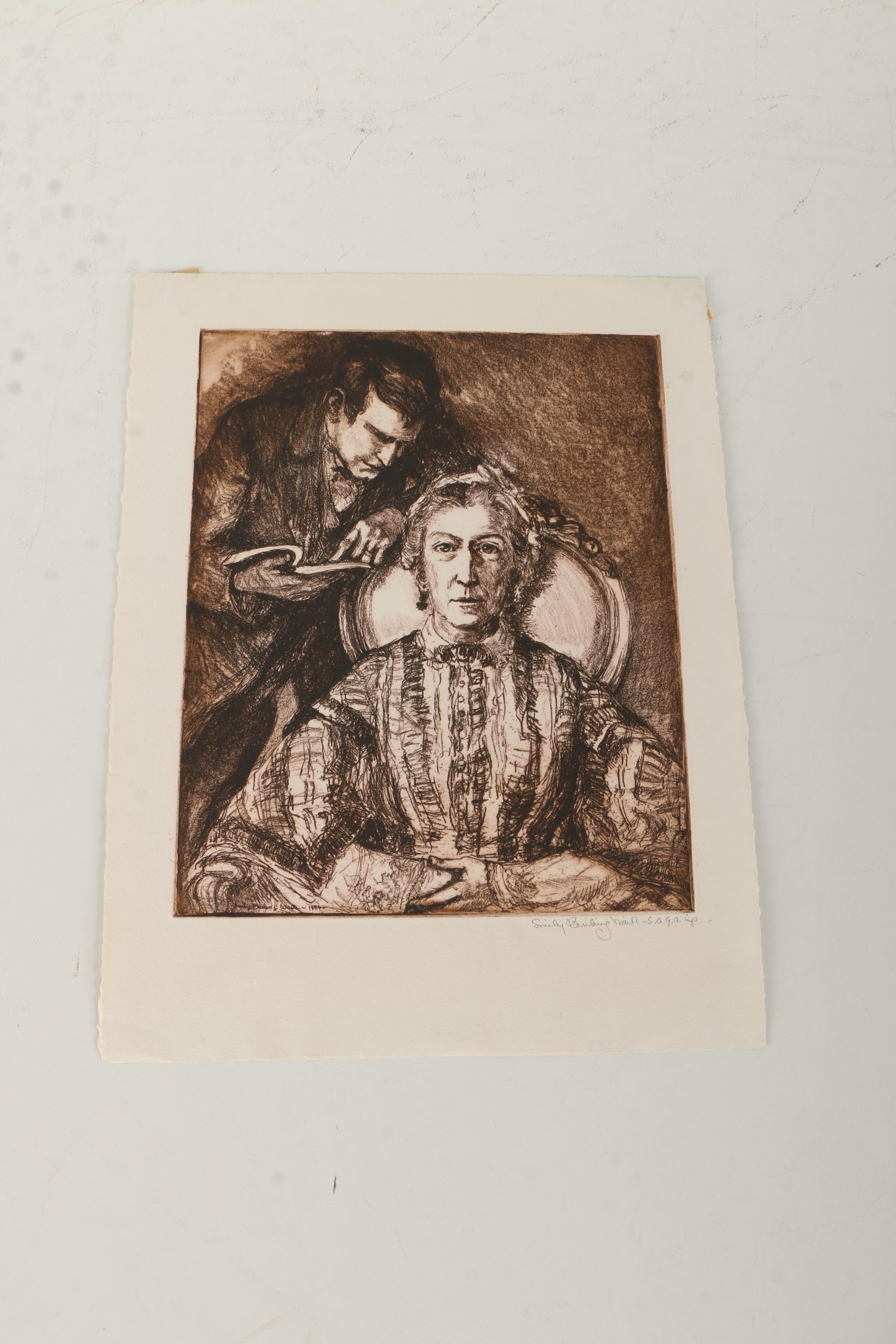 Emily Burling Waite Portrait Etchings