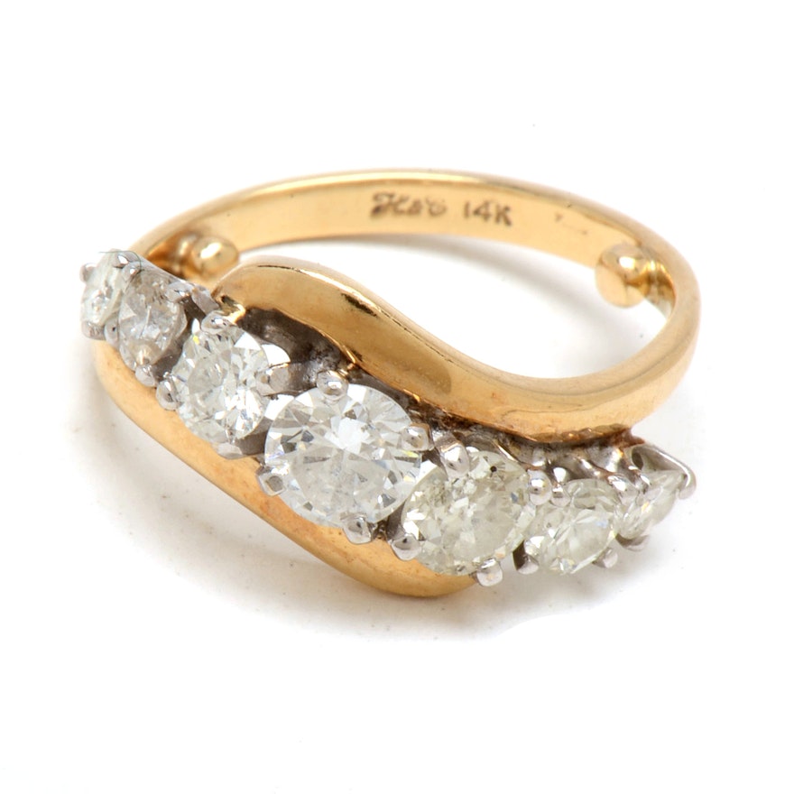 Vintage 14K Yellow Gold 1.51 CTW Diamond Ring