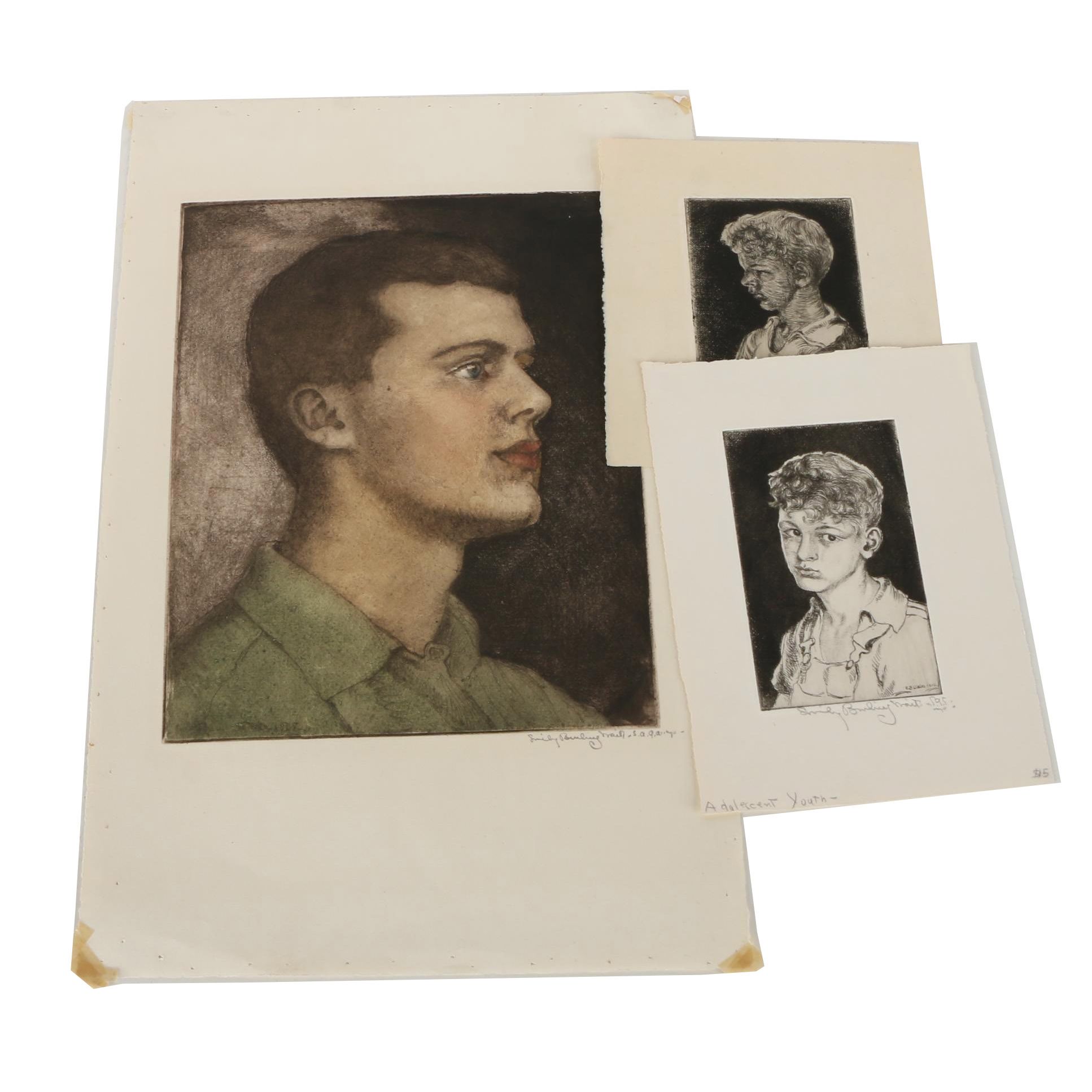 Collection of Emily Burlins Waite Portrait Etchings