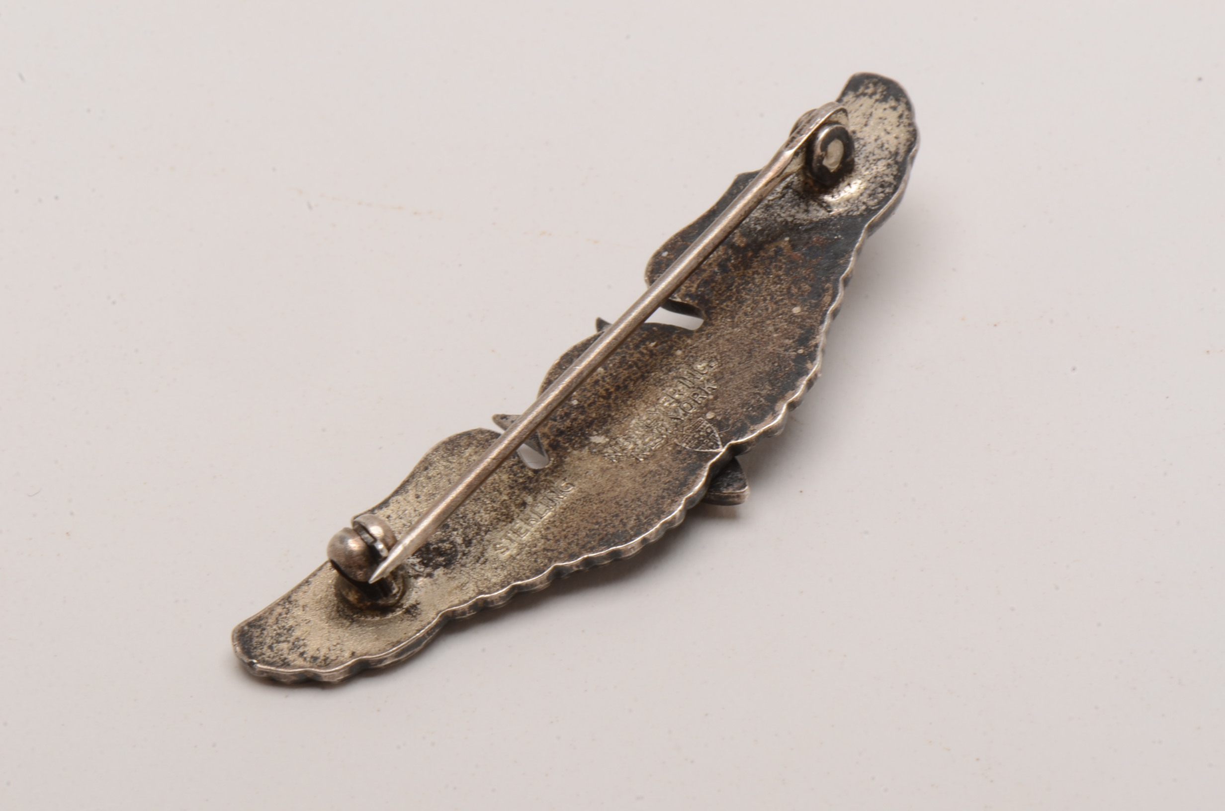 WWII US Military Sterling Silver Air Pilot Bomber Gunner Wing Pin