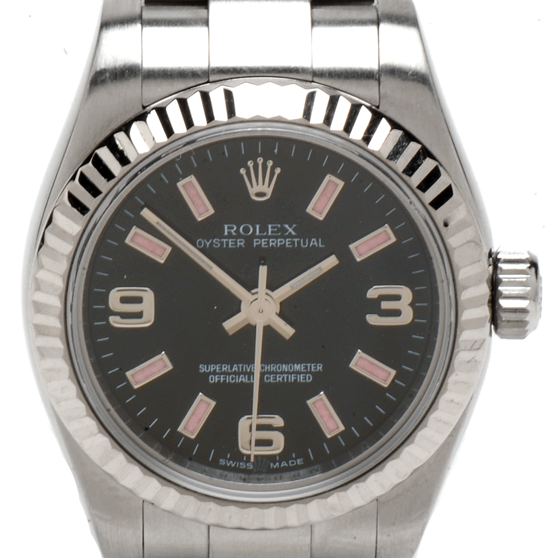 Rolex Perpetual 18K White Gold and Steel Black 176234 Automatic