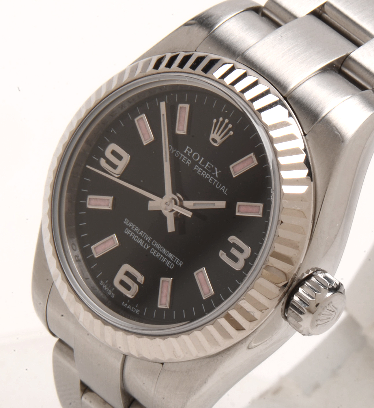 Rolex Perpetual 18K White Gold and Steel Black 176234 Automatic