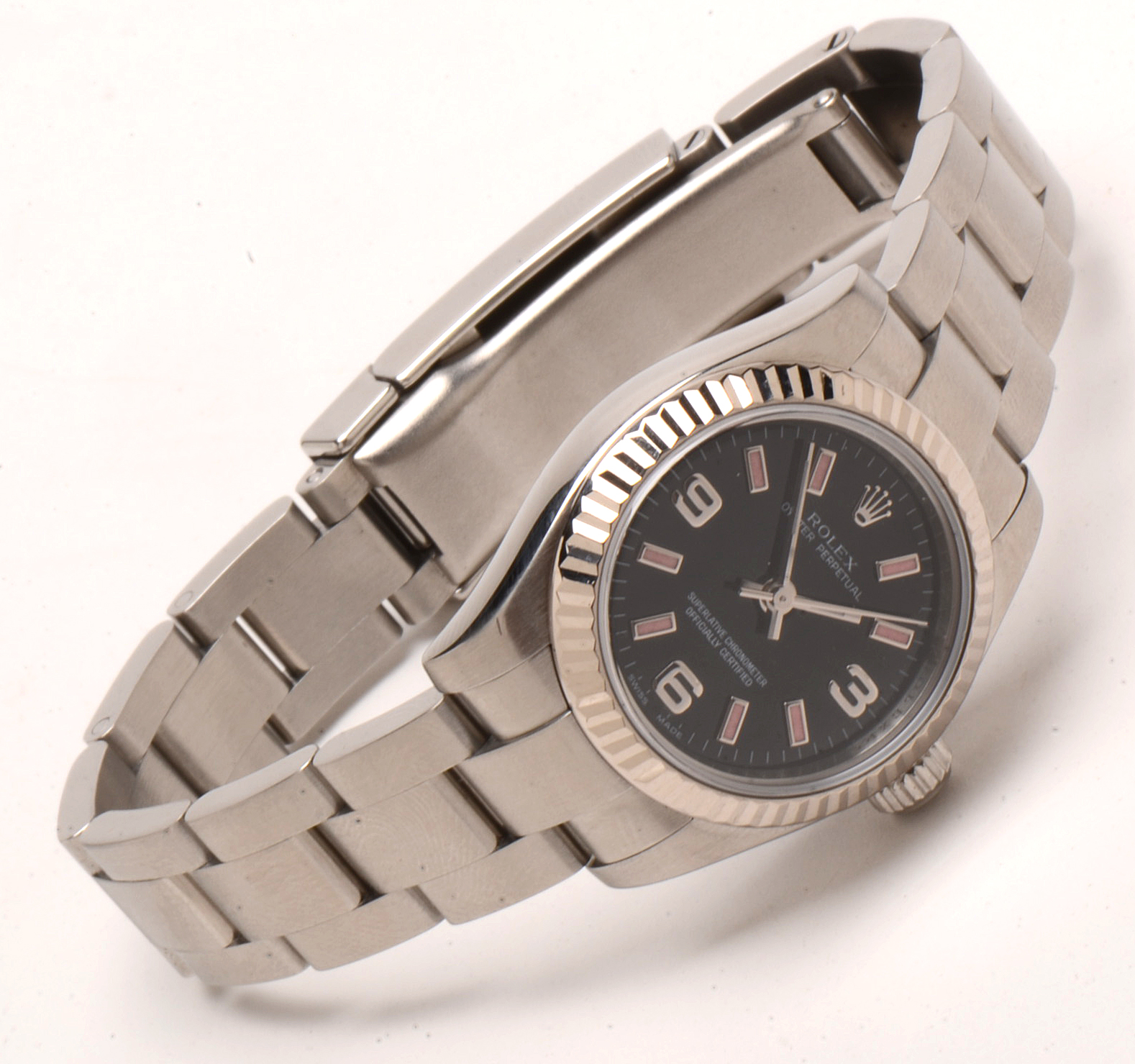 Rolex Perpetual 18K White Gold and Steel Black 176234 Automatic