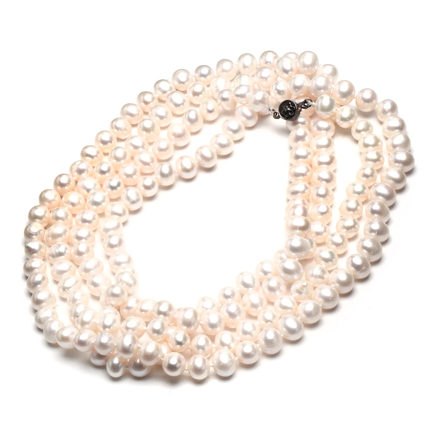 Cultured Freshwater Drop Pearl Necklace with Sterling Clasp