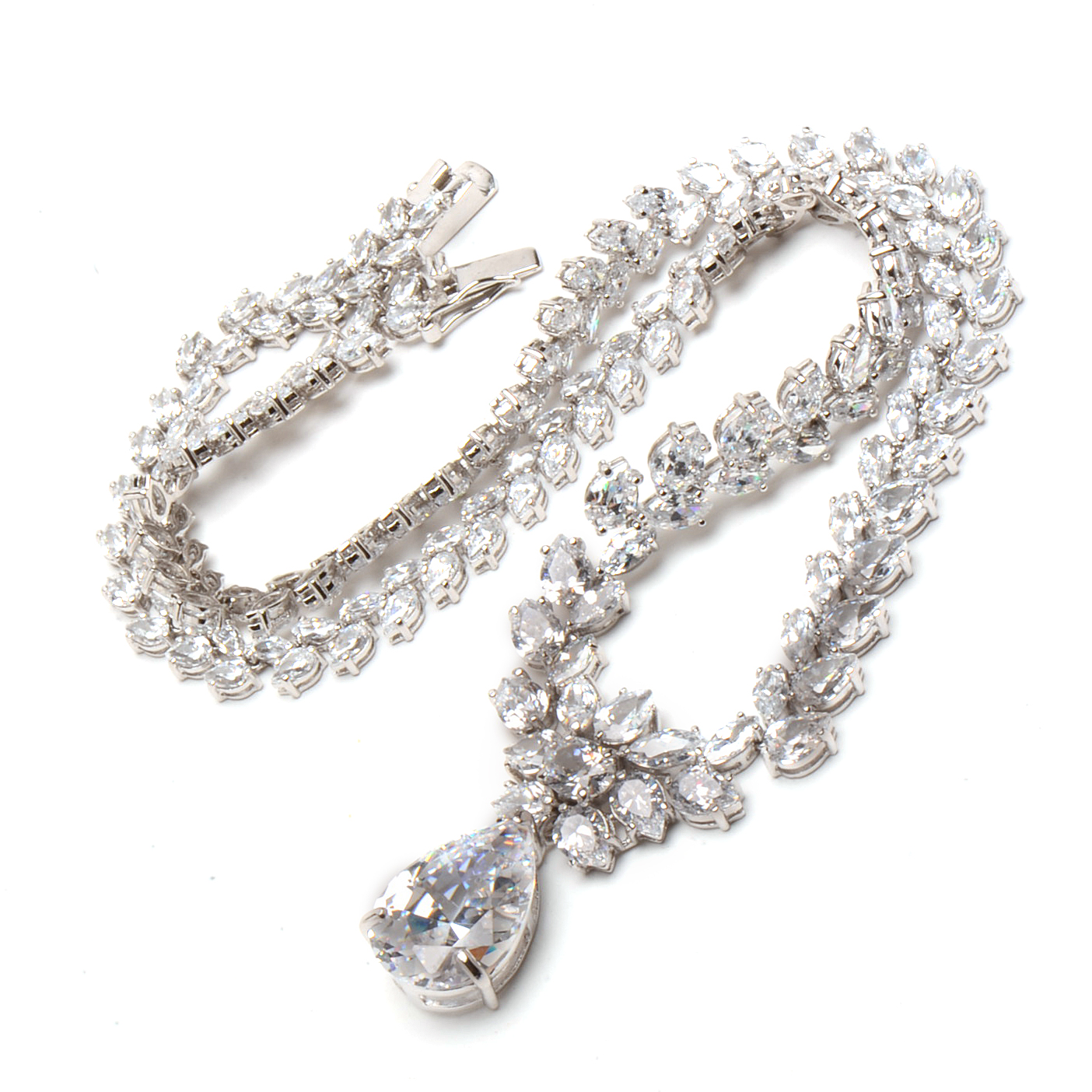 Sterling Silver and Prong Set Cubic Zirconia Necklace