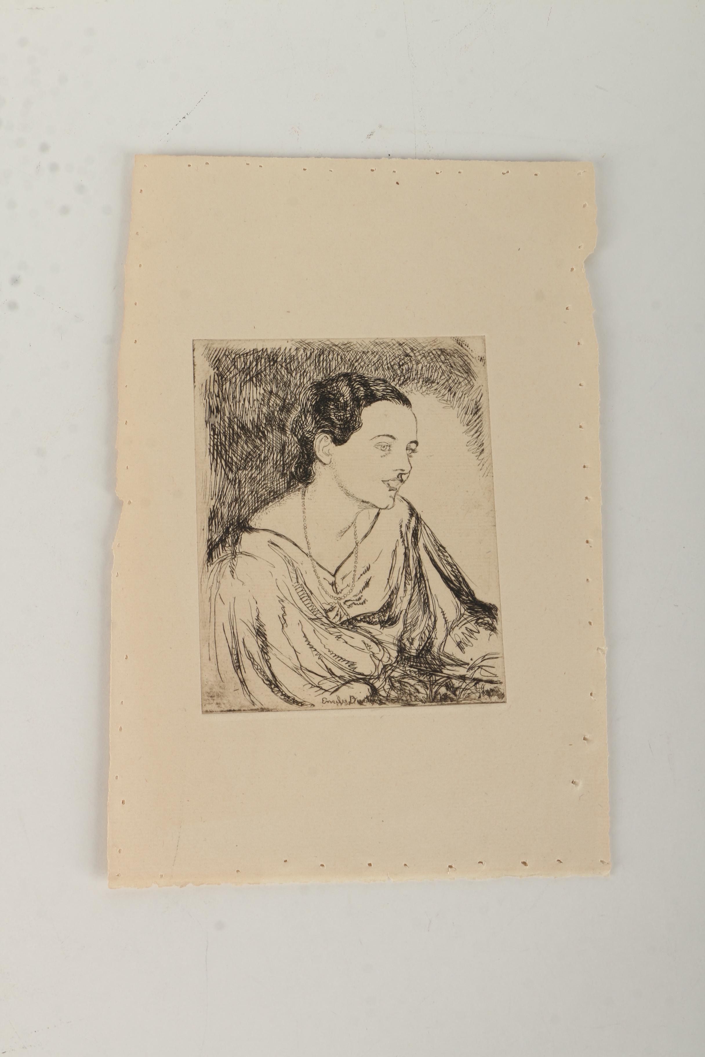 Emily Burling Waite Portrait Etchings