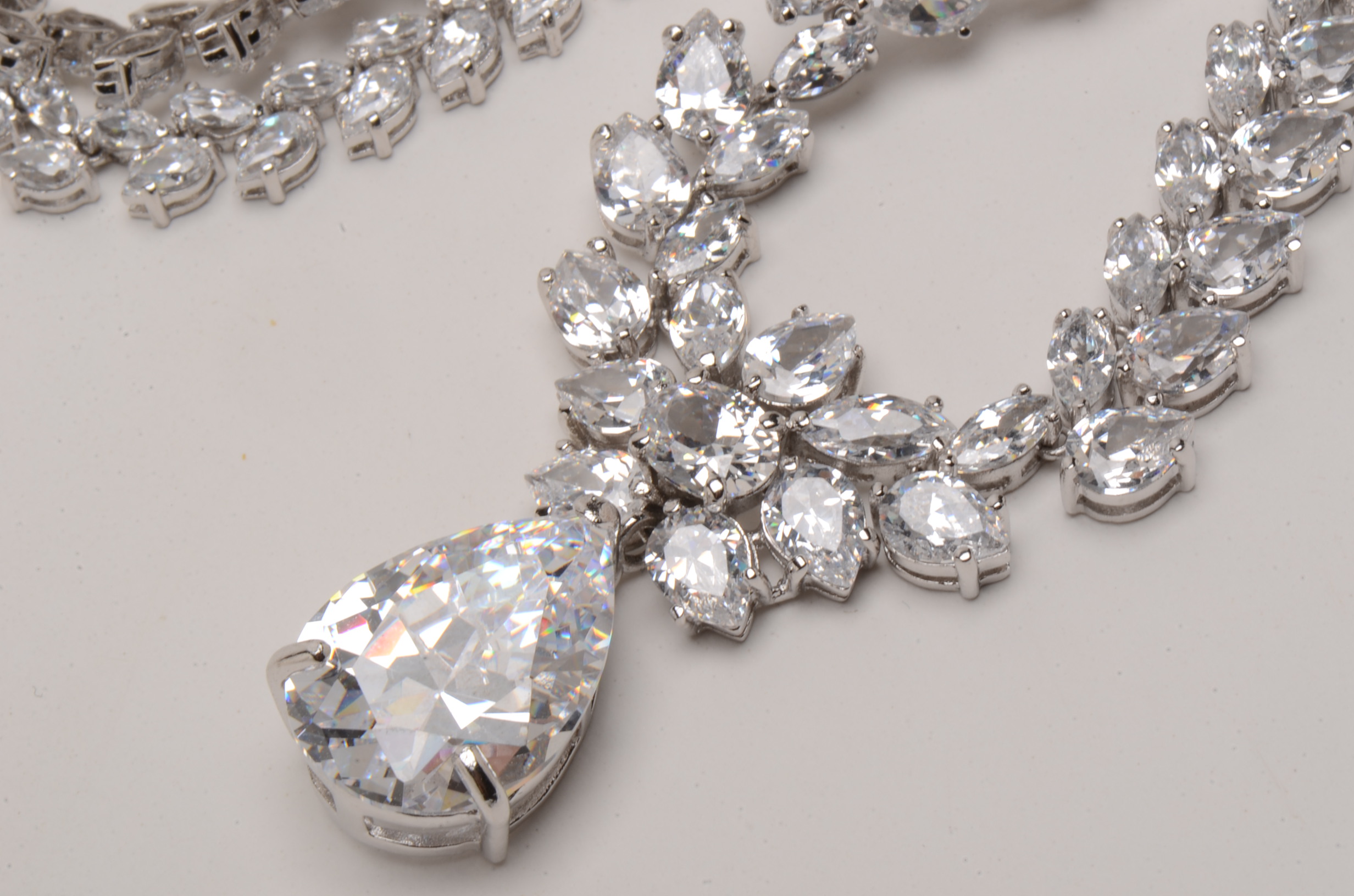 Sterling Silver and Prong Set Cubic Zirconia Necklace