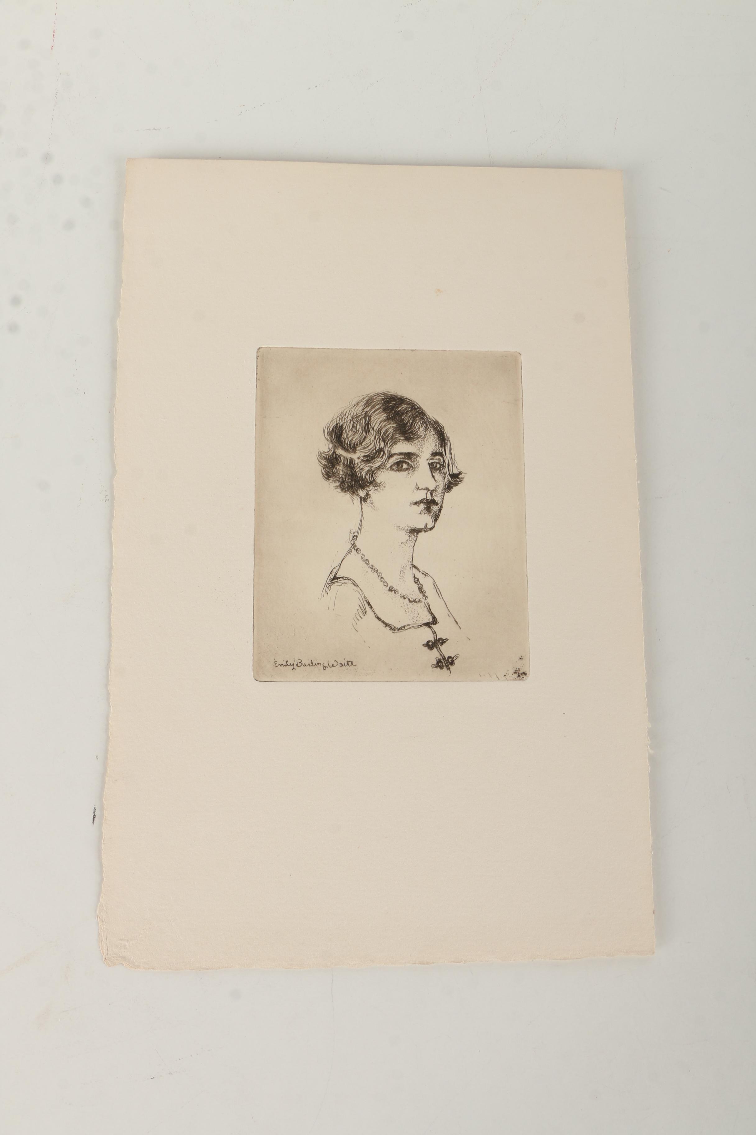 Emily Burling Waite Portrait Etchings