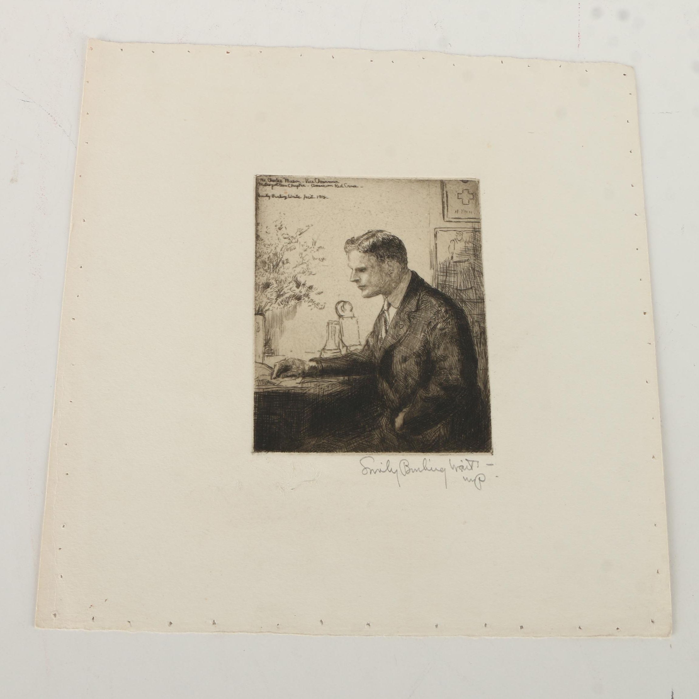 Pair of Emily B. Waite Portrait Etchings