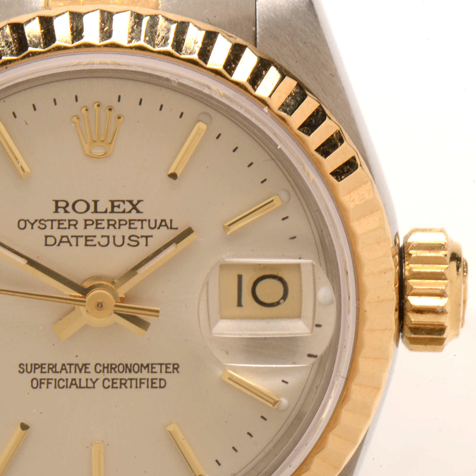 Rolex Datejust 18K Gold & Steel Silver Index Automatic Watch