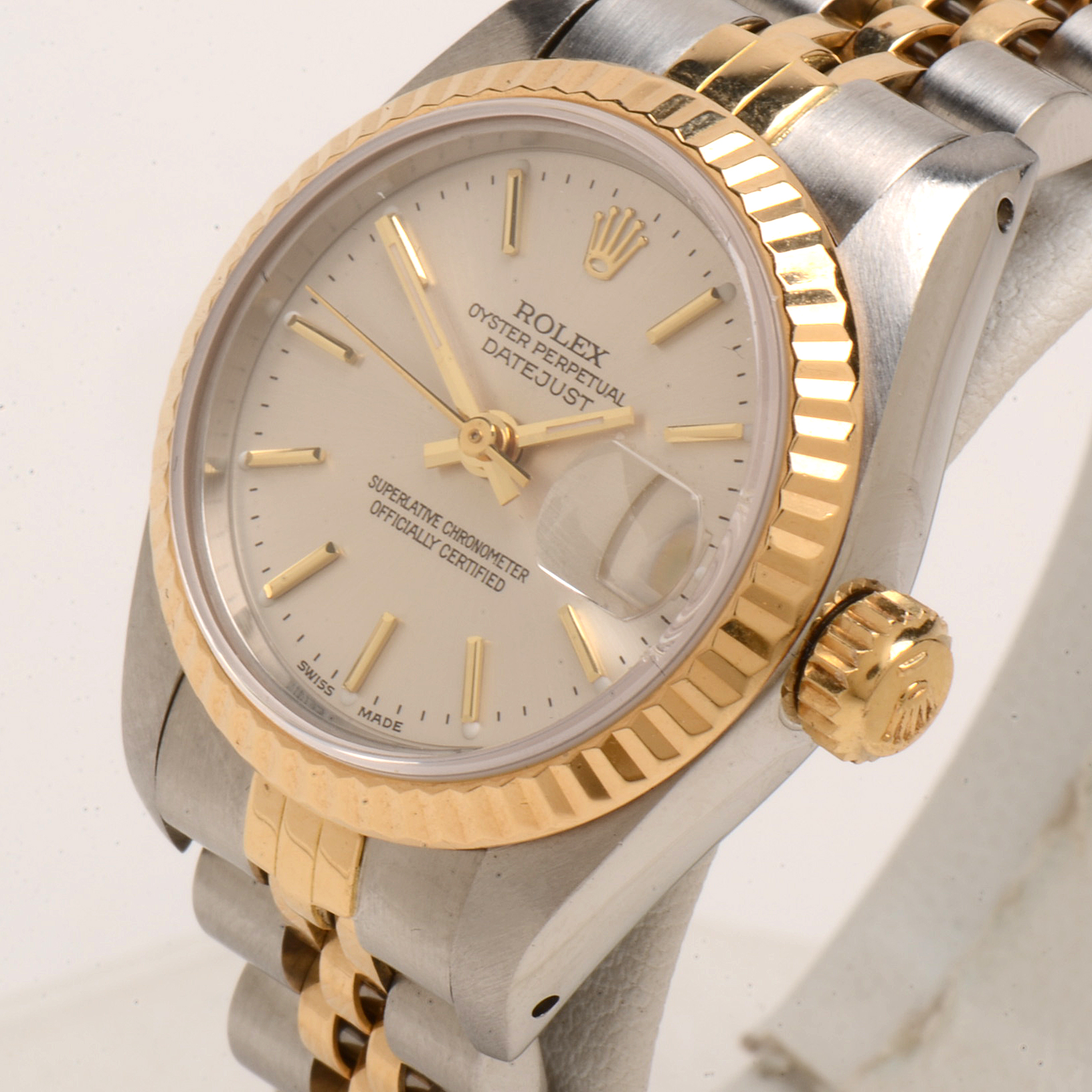 Rolex Datejust 18K Gold & Steel Silver Index Automatic Watch