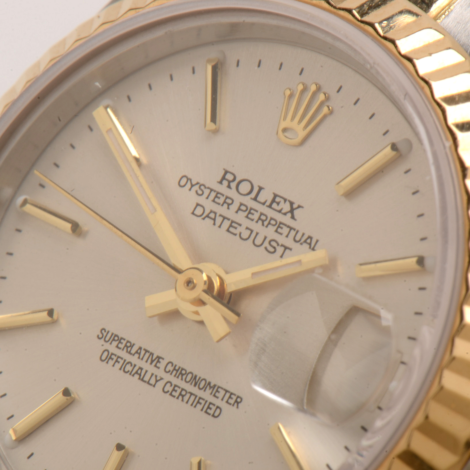 Rolex Datejust 18K Gold & Steel Silver Index Automatic Watch