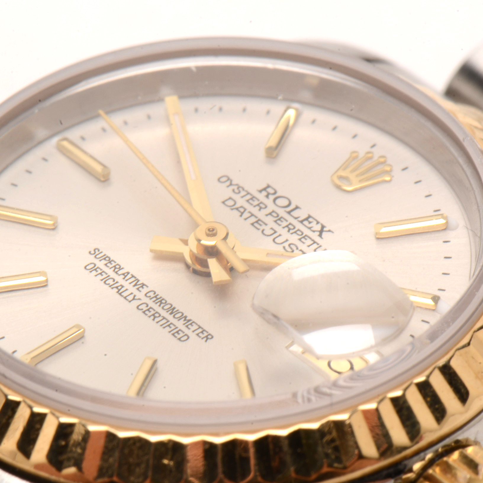 Rolex Datejust 18K Gold & Steel Silver Index Automatic Watch