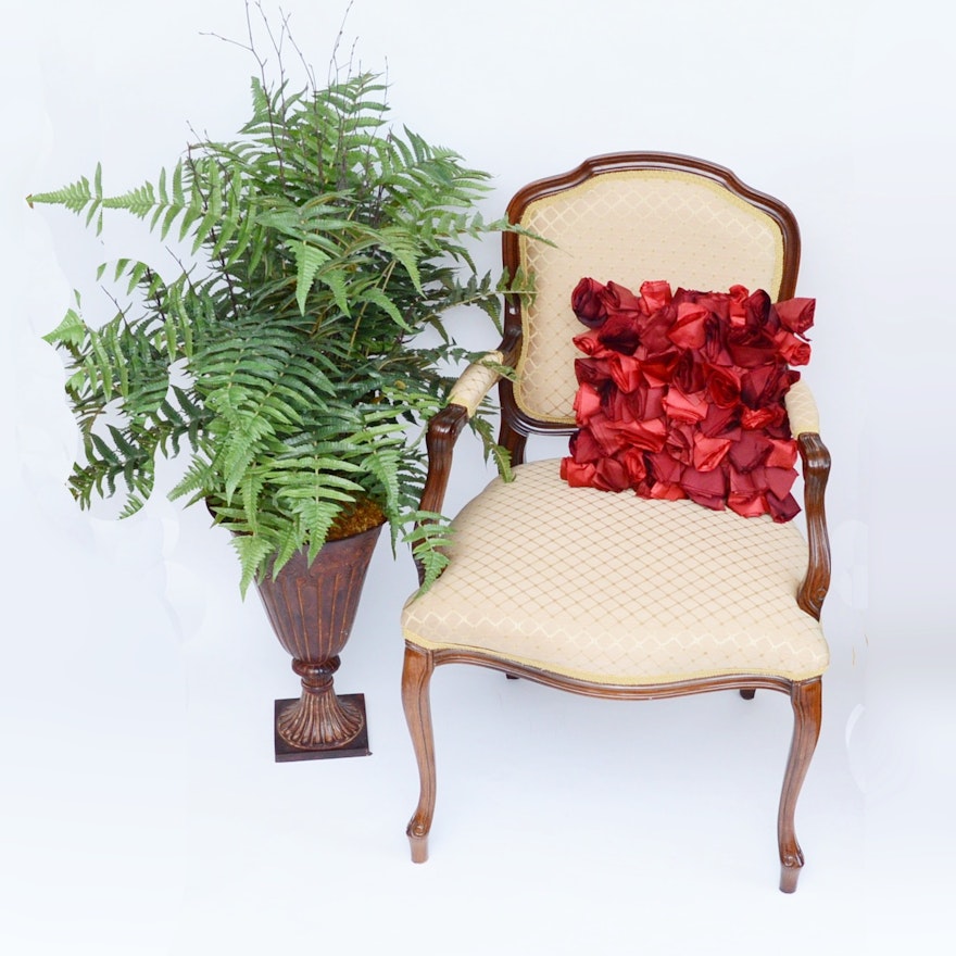 Queen Anne Style Chair and Floral Decor