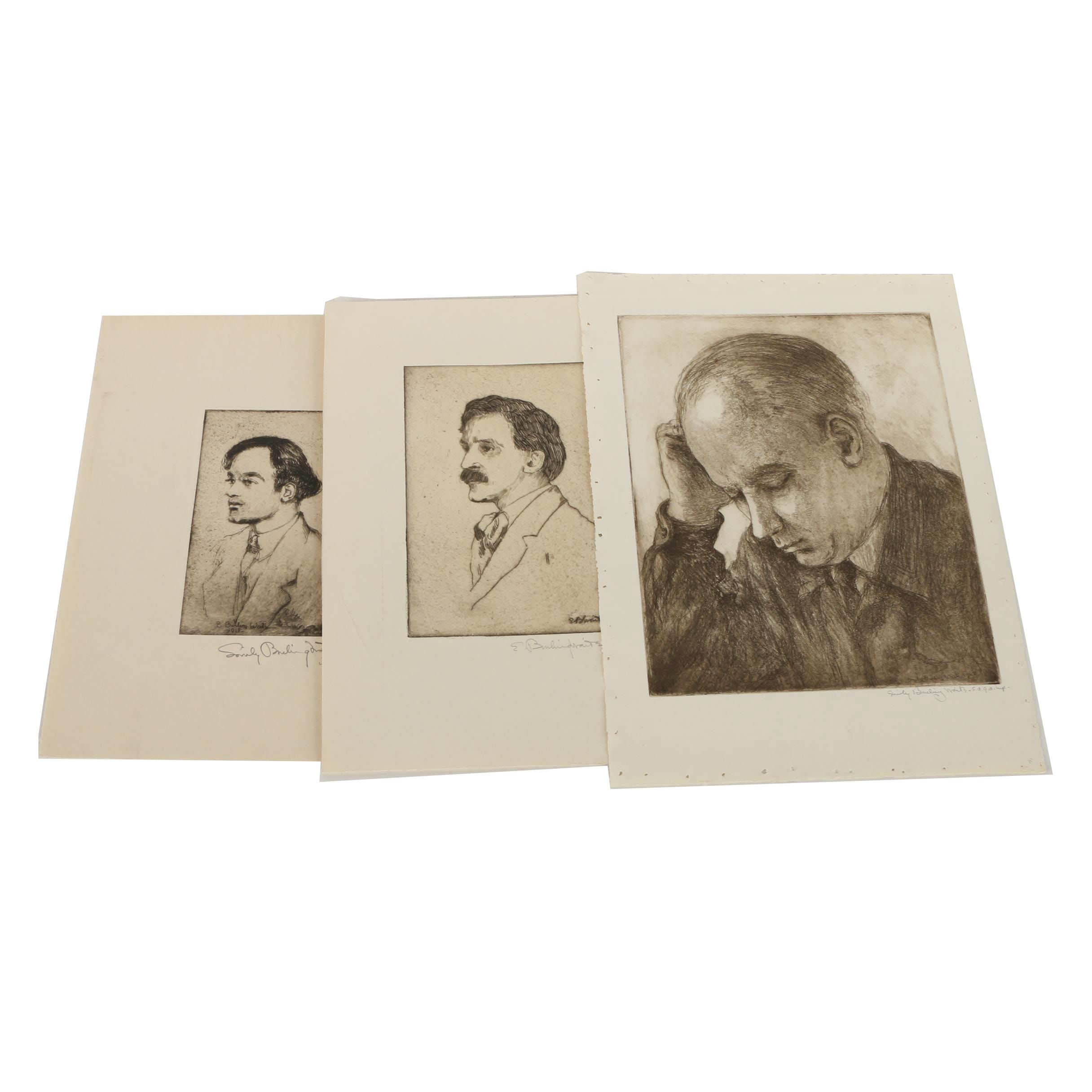 Collection of Emily Burlins Waite Portrait Etchings