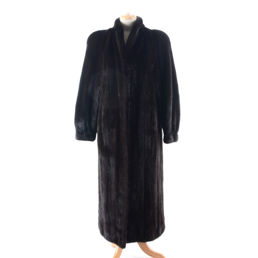 Women's Vintage Full-Length Chocolate Mink Fur Coat