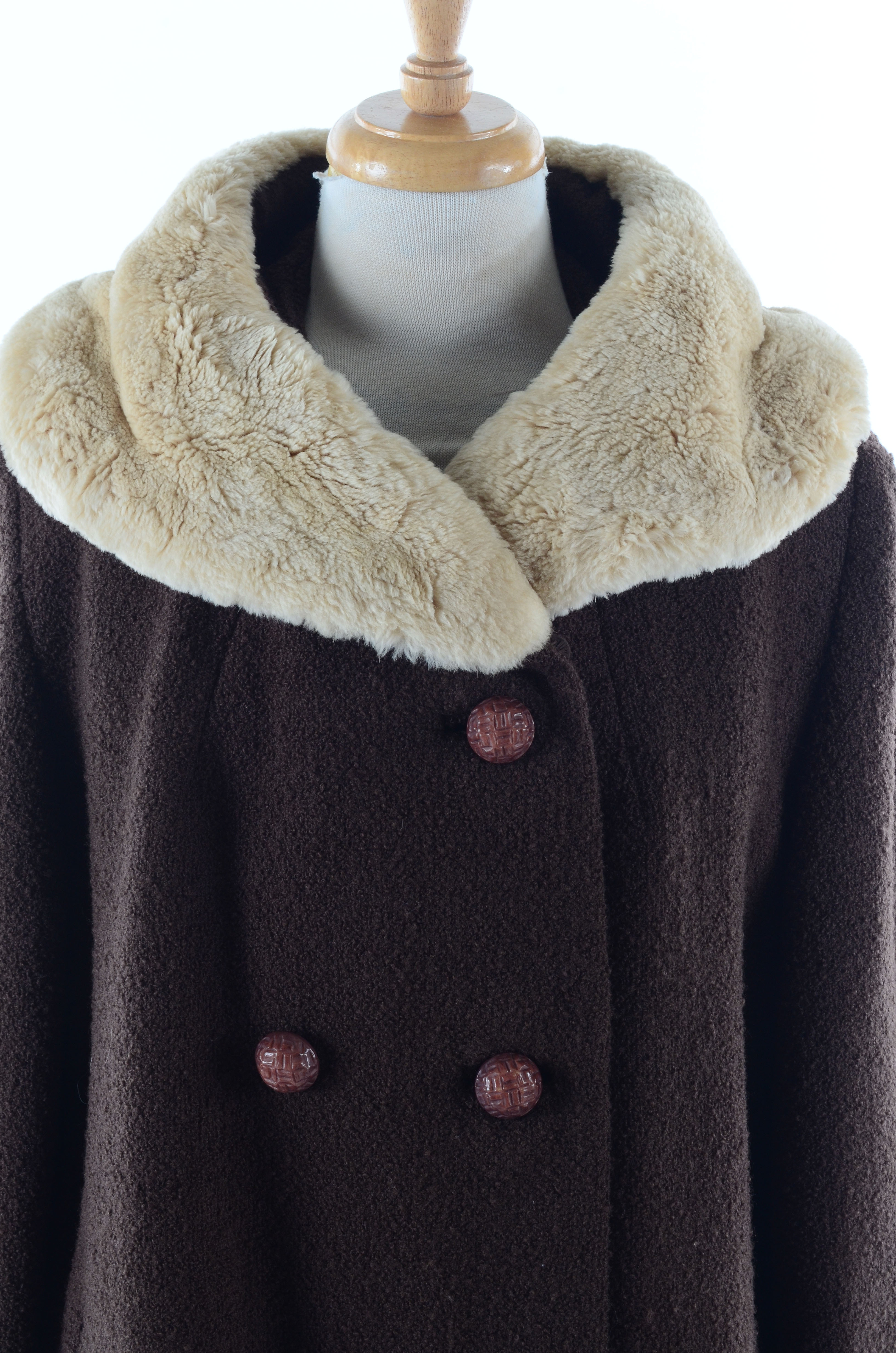 Women's Vintage Forstmann Coat with Rabbit Fur Collar