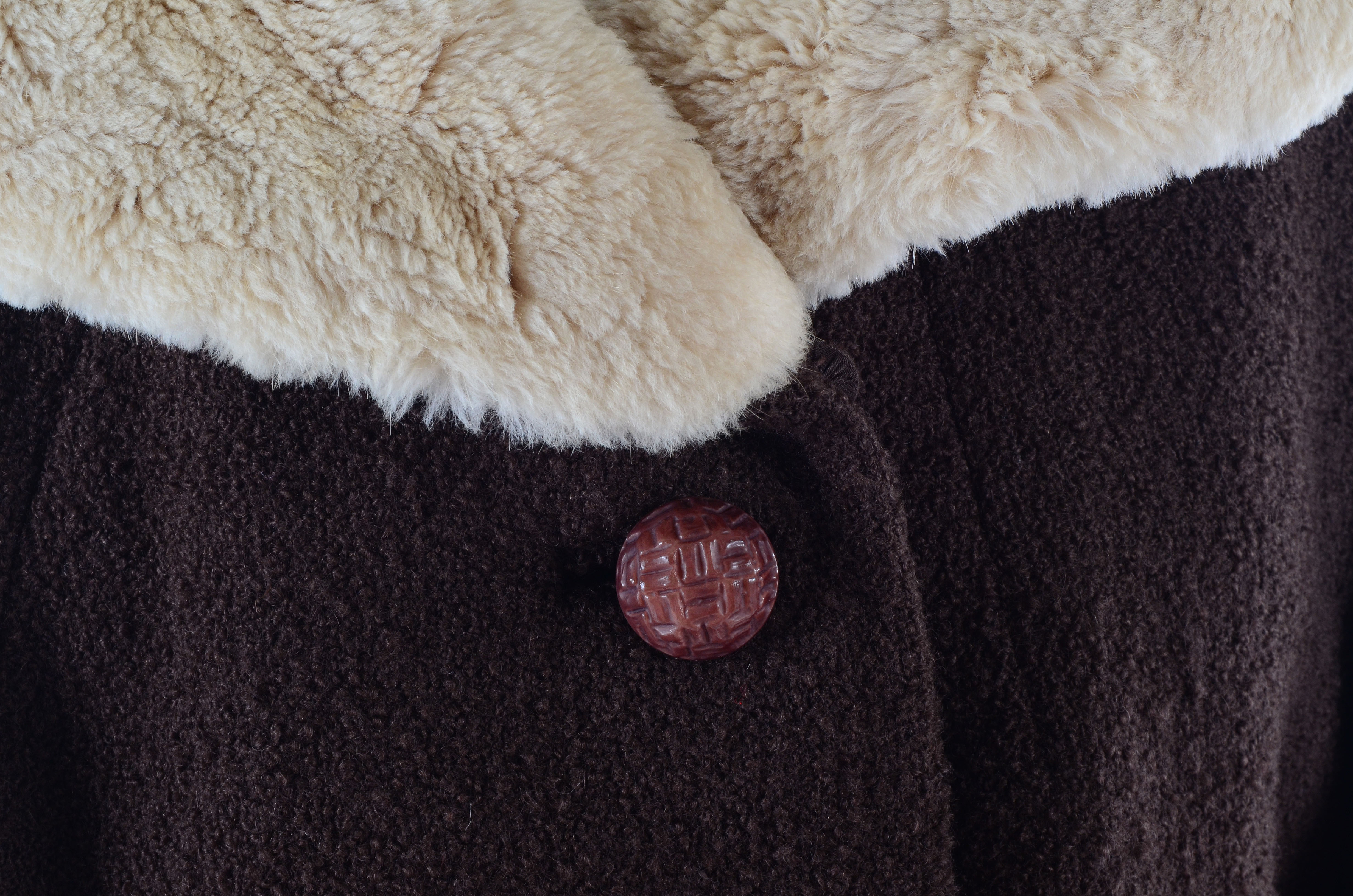 Women's Vintage Forstmann Coat with Rabbit Fur Collar