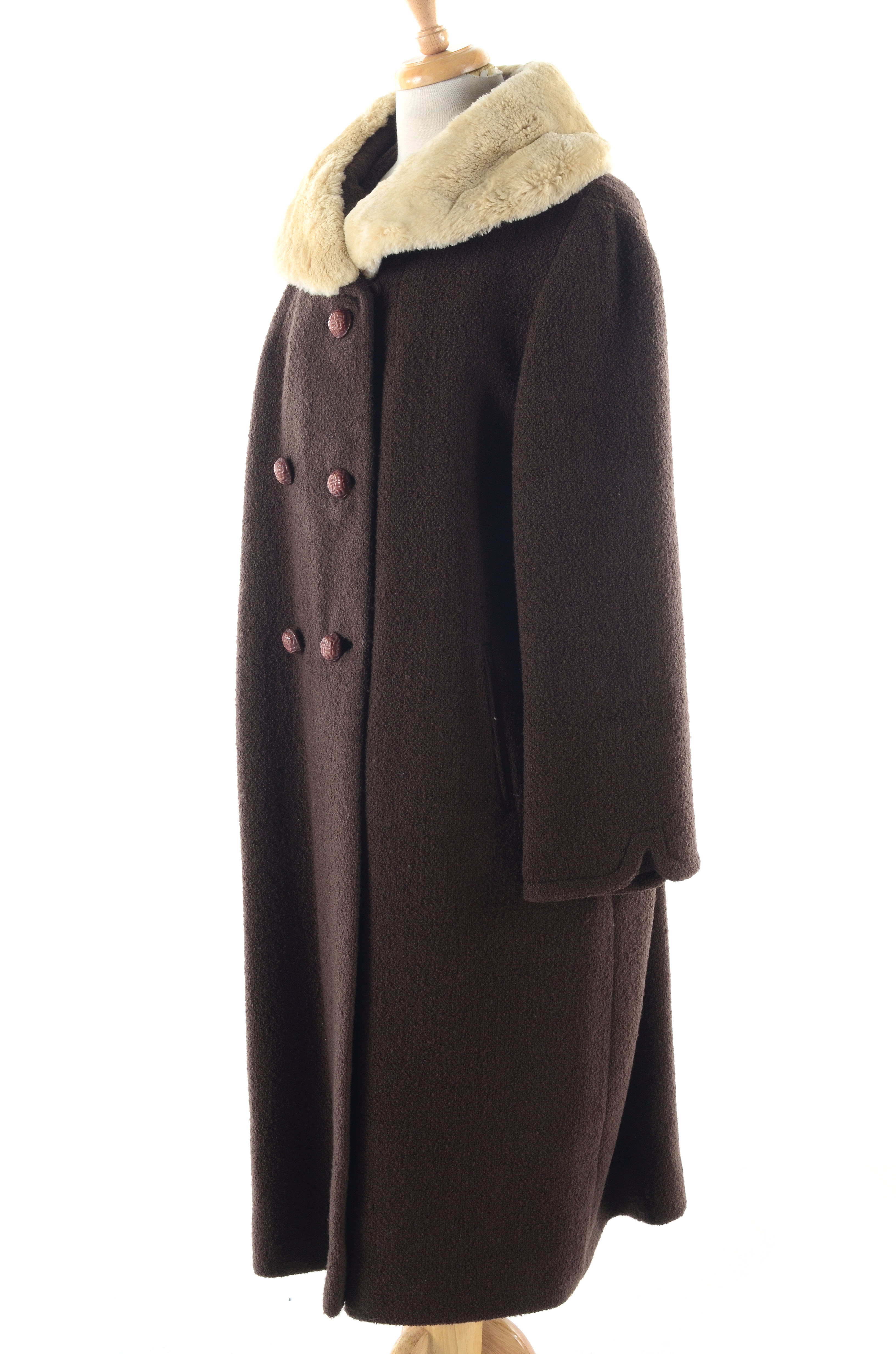 Women's Vintage Forstmann Coat with Rabbit Fur Collar