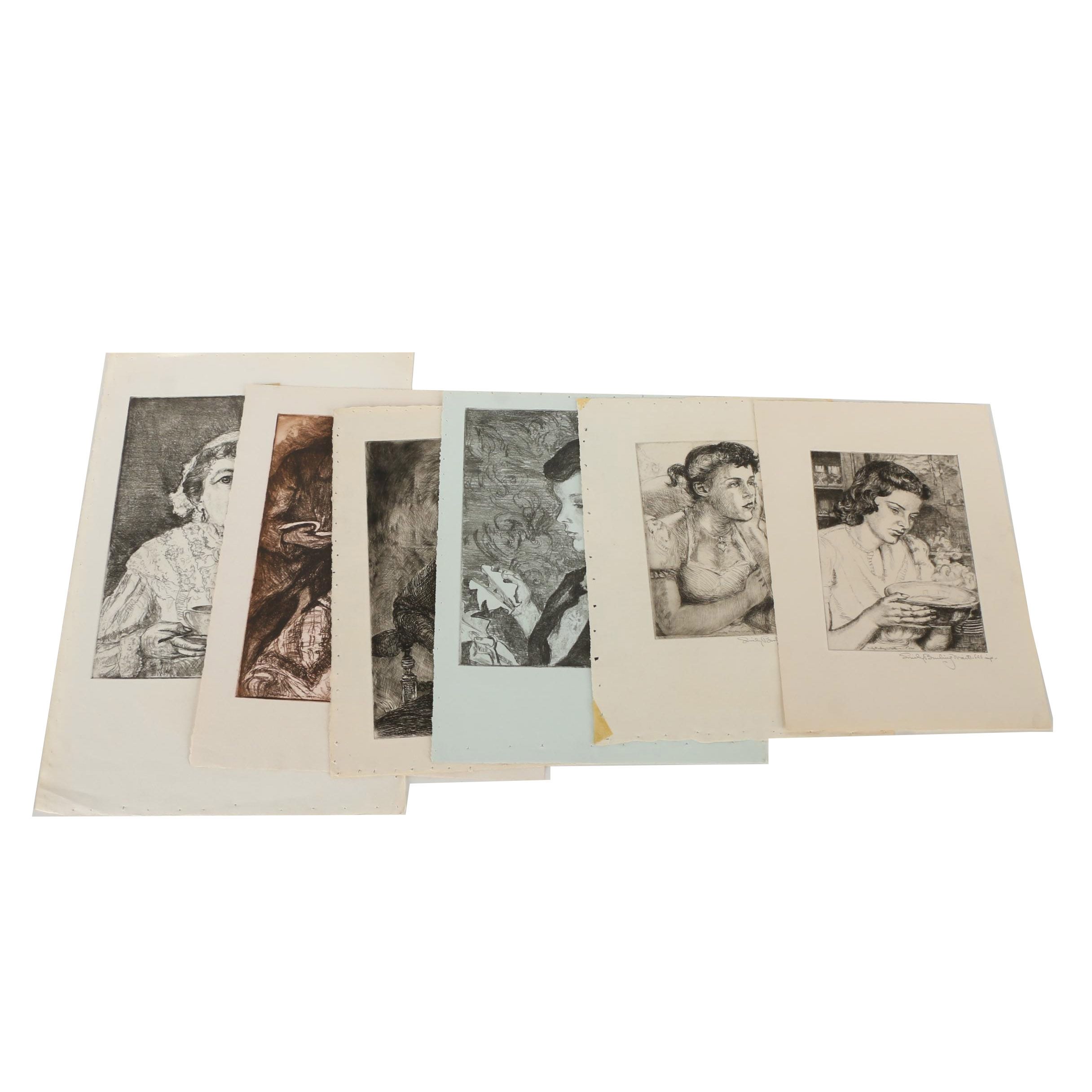 Emily Burling Waite Portrait Etchings