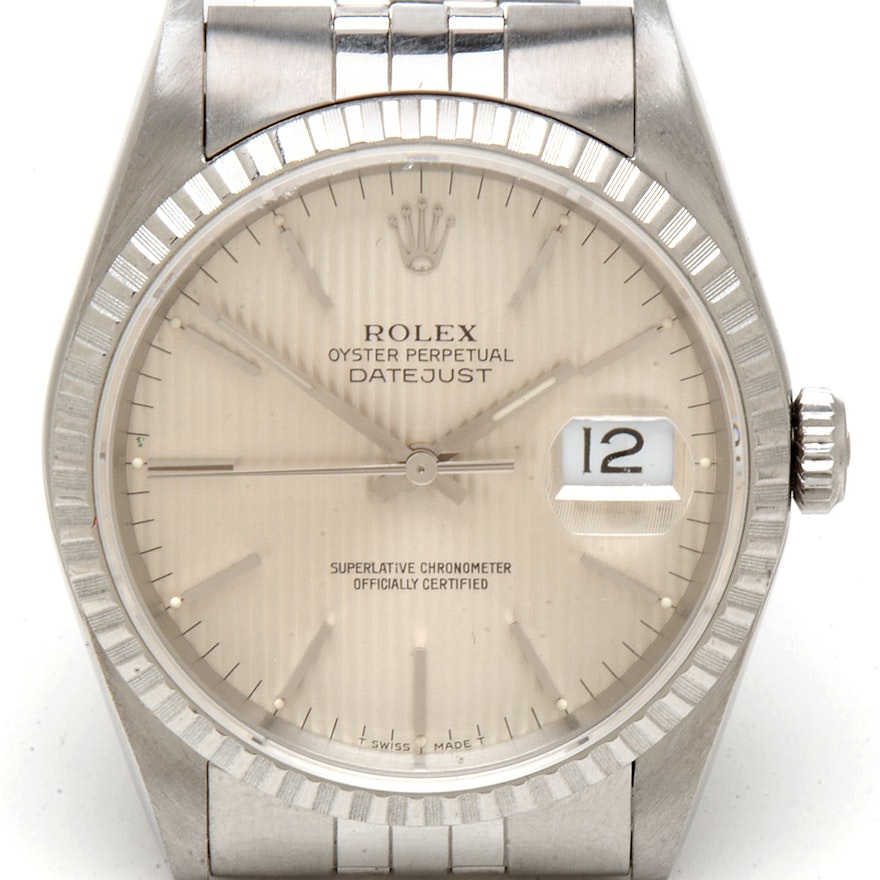 Rolex Datejust Steel 16220 Tapestry Jubilee 36mm Automatic Watch