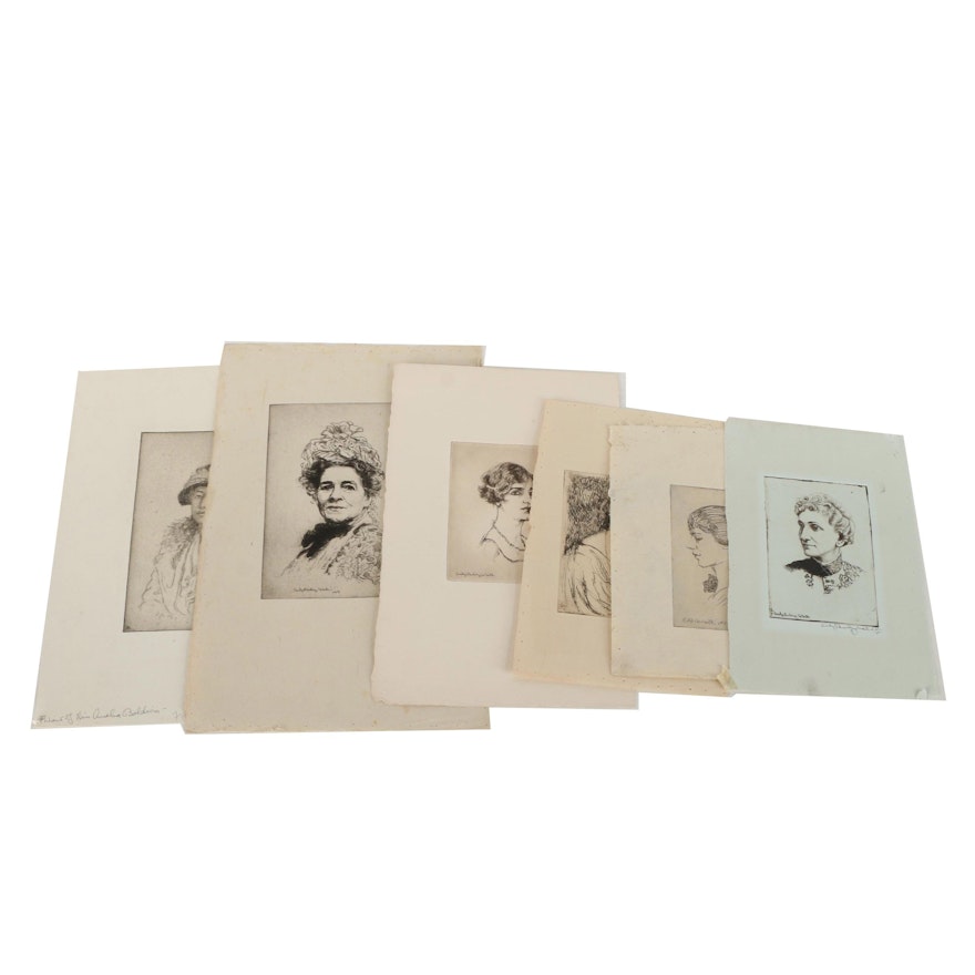 Emily Burling Waite Portrait Etchings