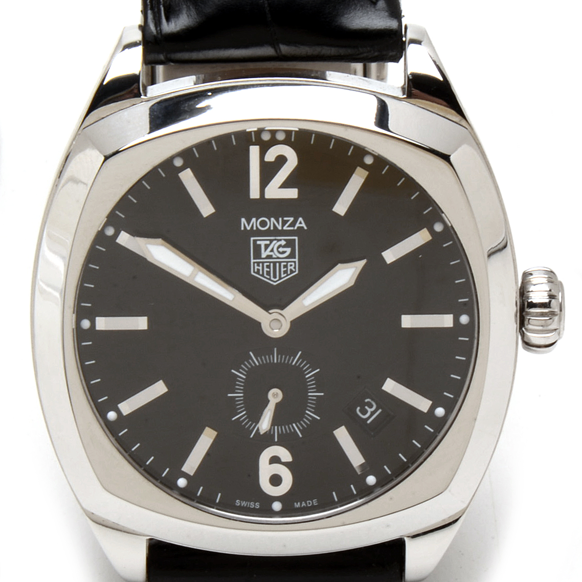 Tag Heuer Monza Date Steel Black 37.00 mm Automatic Watch