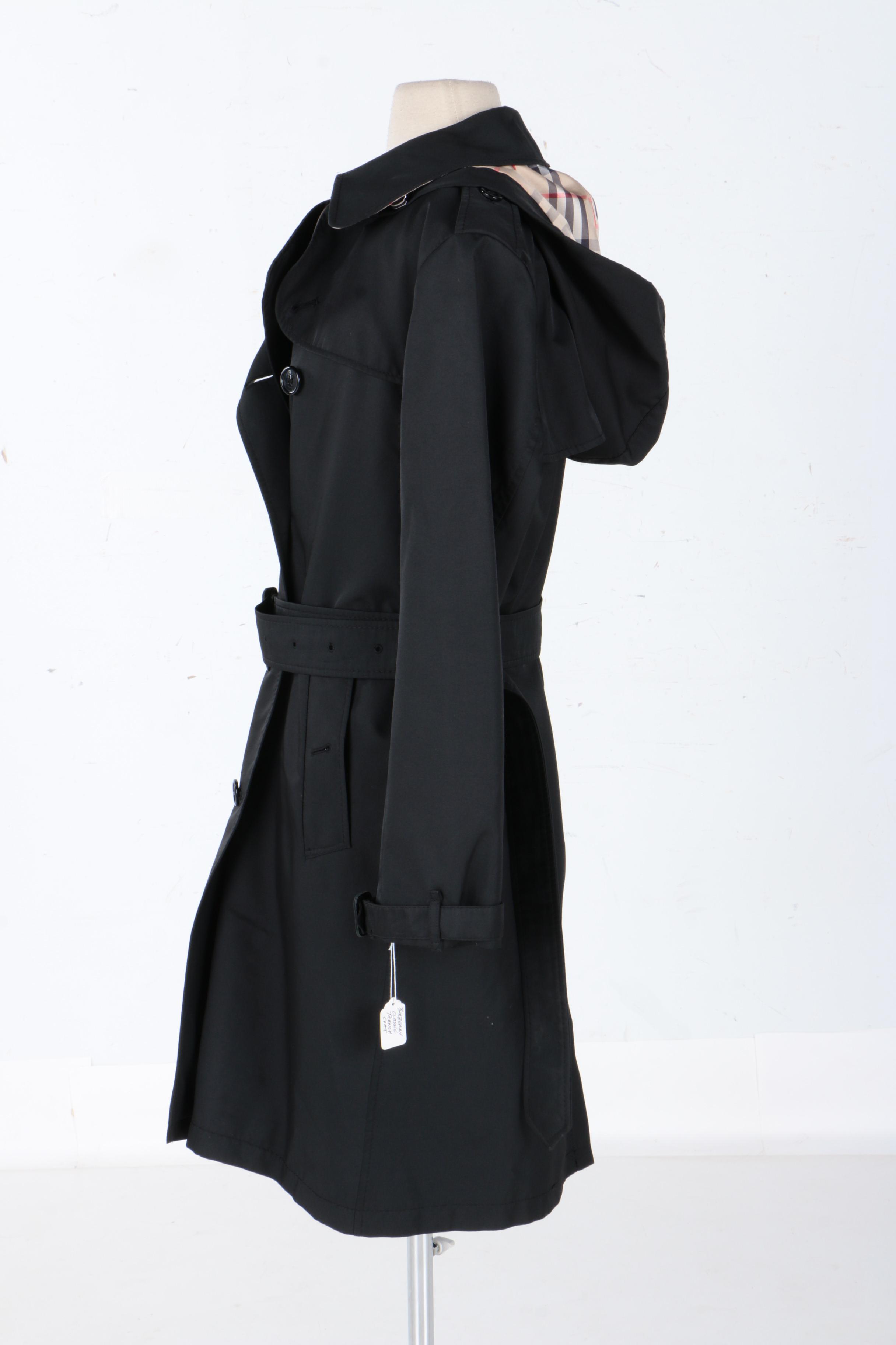 Women's Burberry Hooded Double-Breasted Trench Coat
