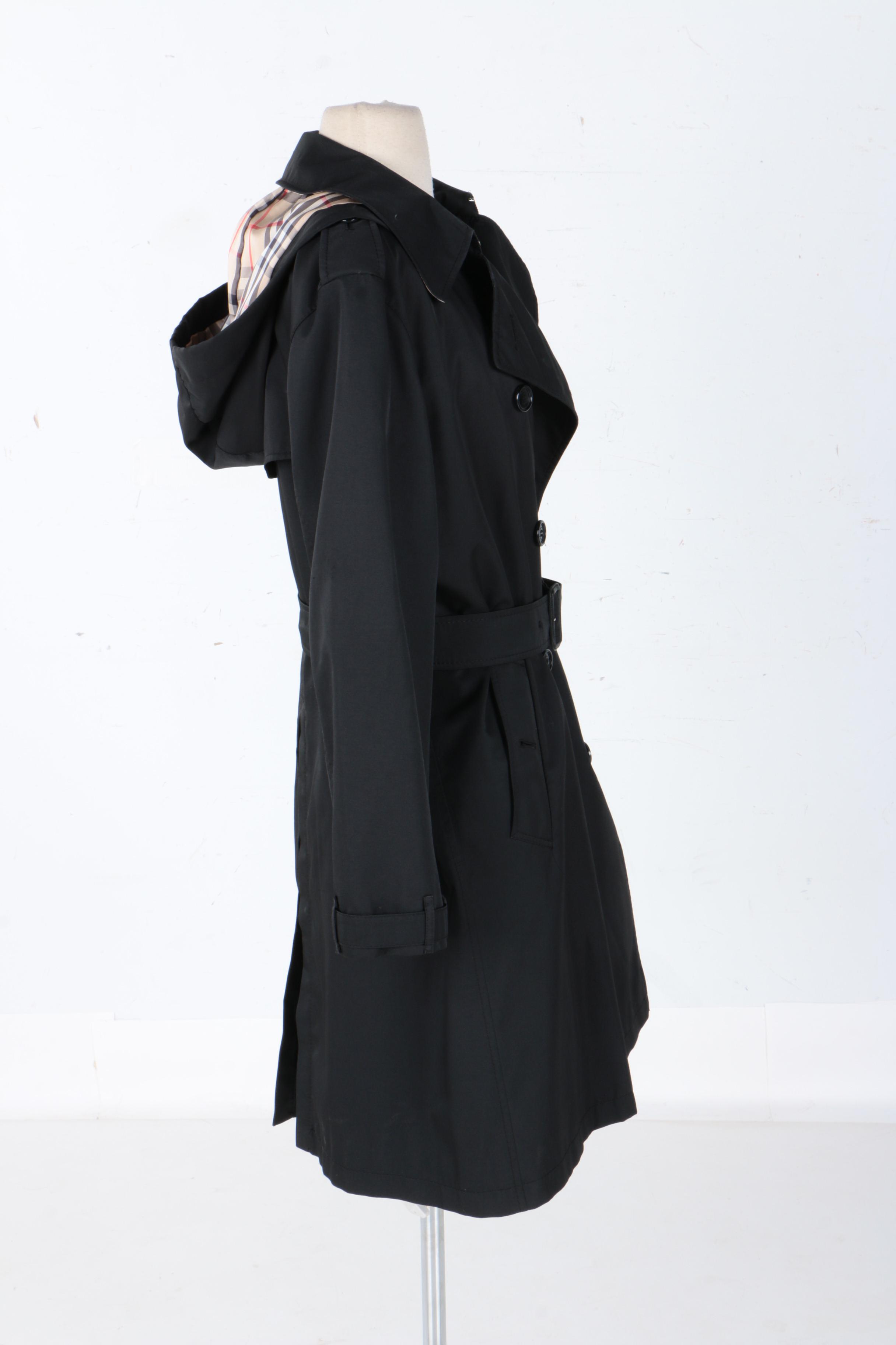 Women's Burberry Hooded Double-Breasted Trench Coat